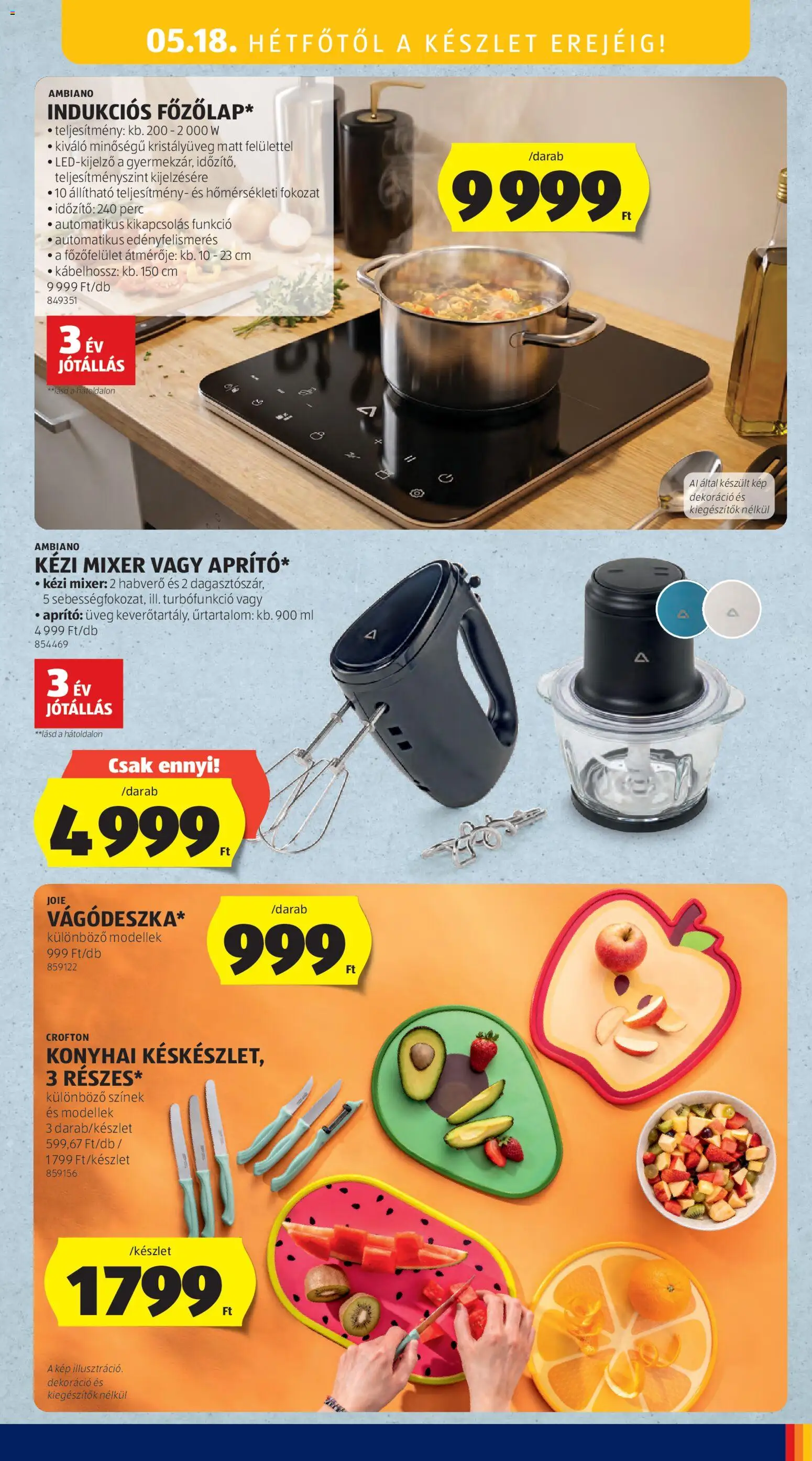 Aldi akciós ujság - amely érvényes a következő dátumtól: 14.05.2026 | Oldal: 15 | Termékek: Kézi mixer, Aprító, Habverő, Dekoráció