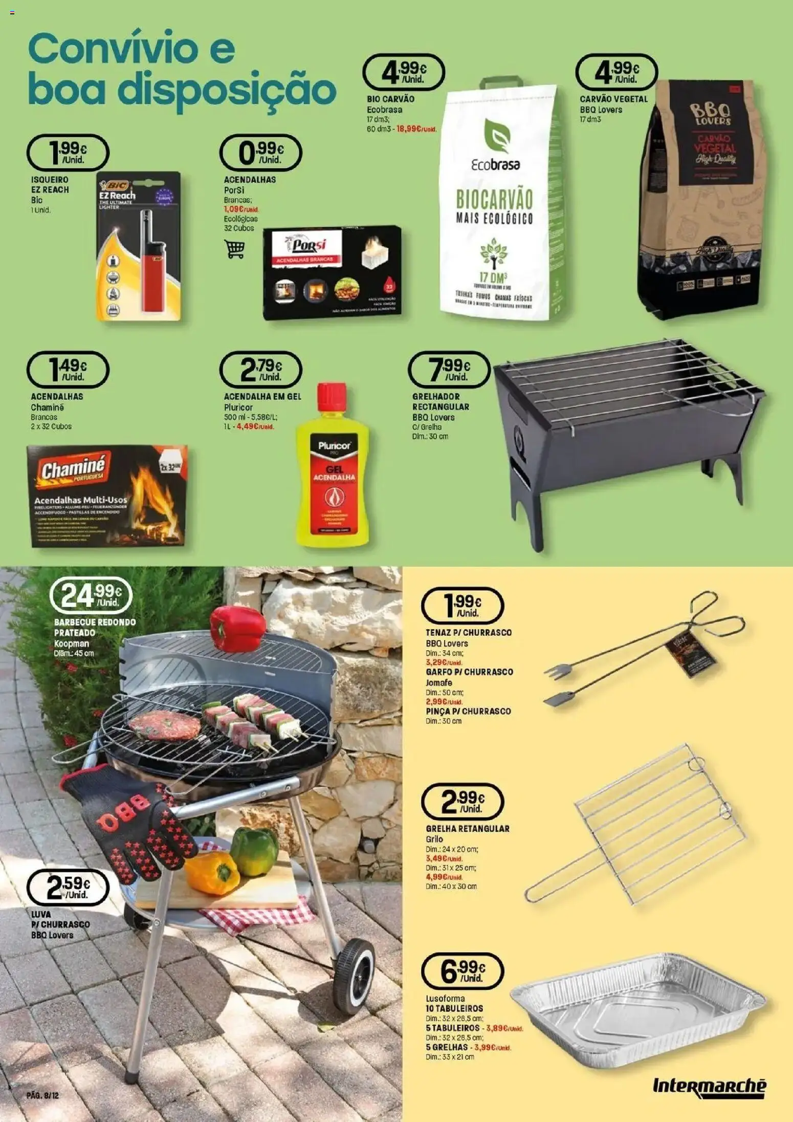 Intermarché - O melhor no verão │ válido de 18/06/2026 | Página: 8 | Produtos: Pinça, Carvão vegetal, Grelhador