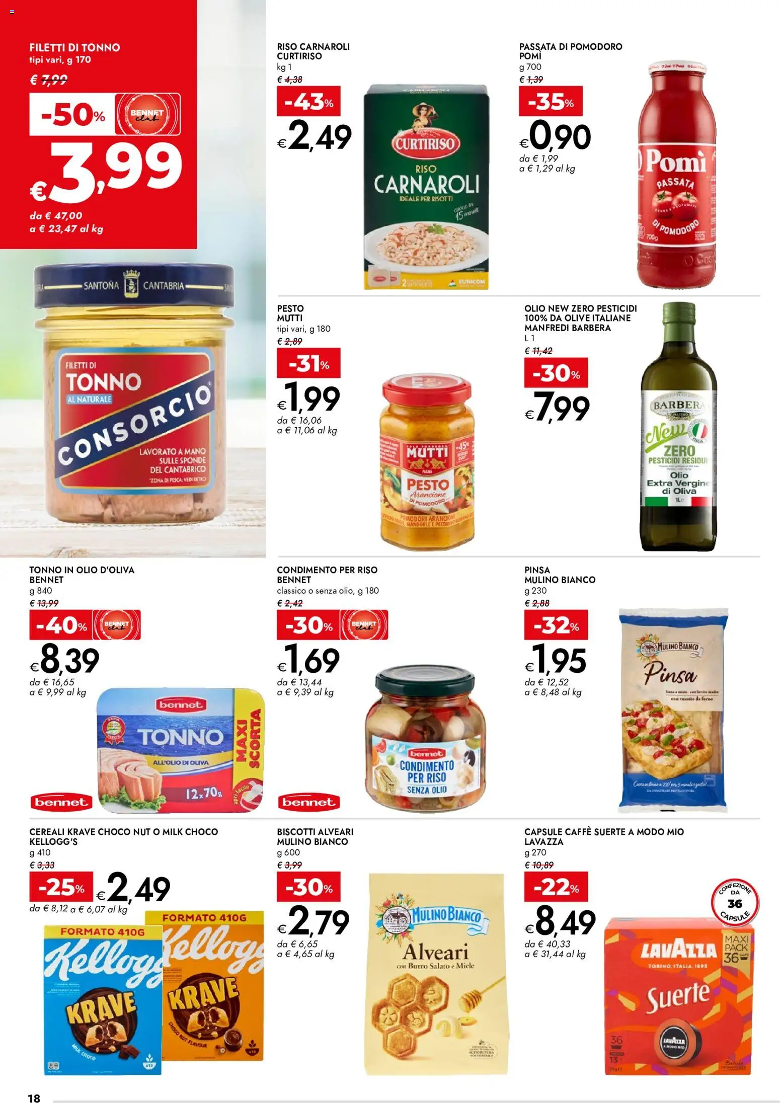 Volantino bennet del 11.06.2026 | Pagina: 18 | Prodotti: Riso, Pesca, Pesto, Mutti
