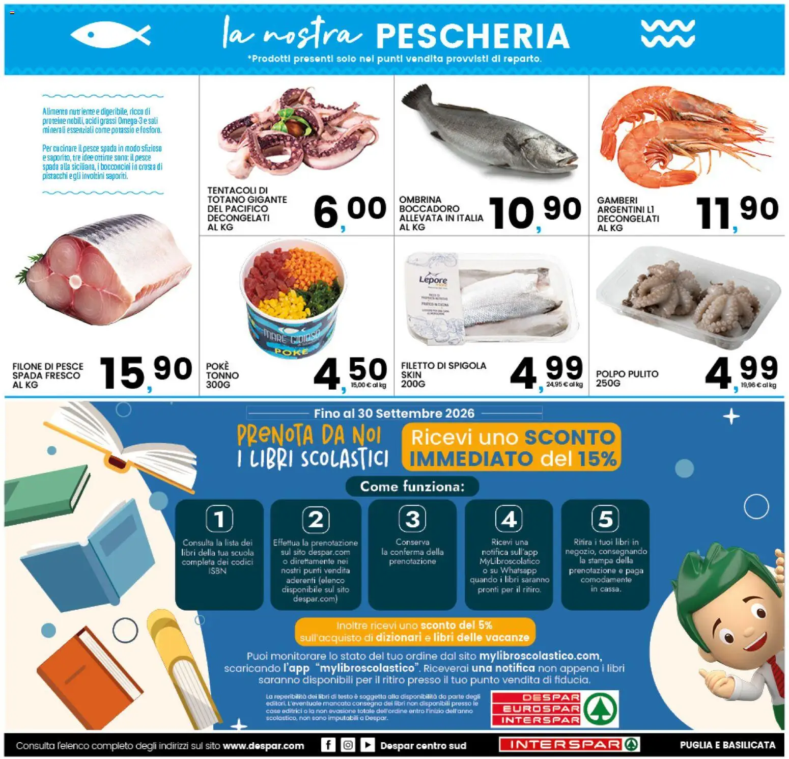 Volantino Interspar del 31/08/2026 | Pagina: 16 | Prodotti: Libri, Gamberi, Il pesce, Monitorare