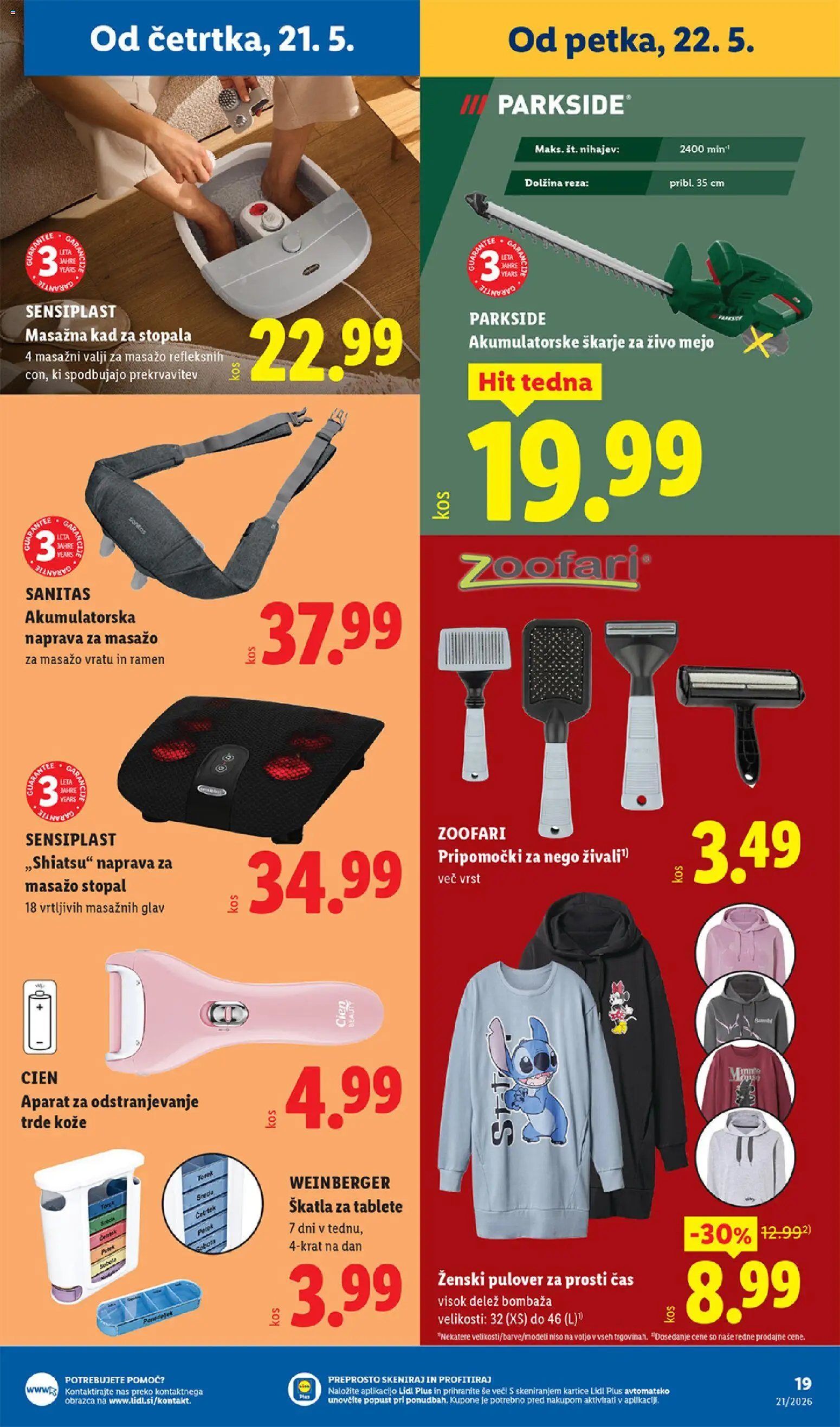 Novi Lidl katalog ponudbe – veljaven od 21.05.2026 | Stran: 35 | Izdelki: Škarje za živo mejo, Skatla, Pulover