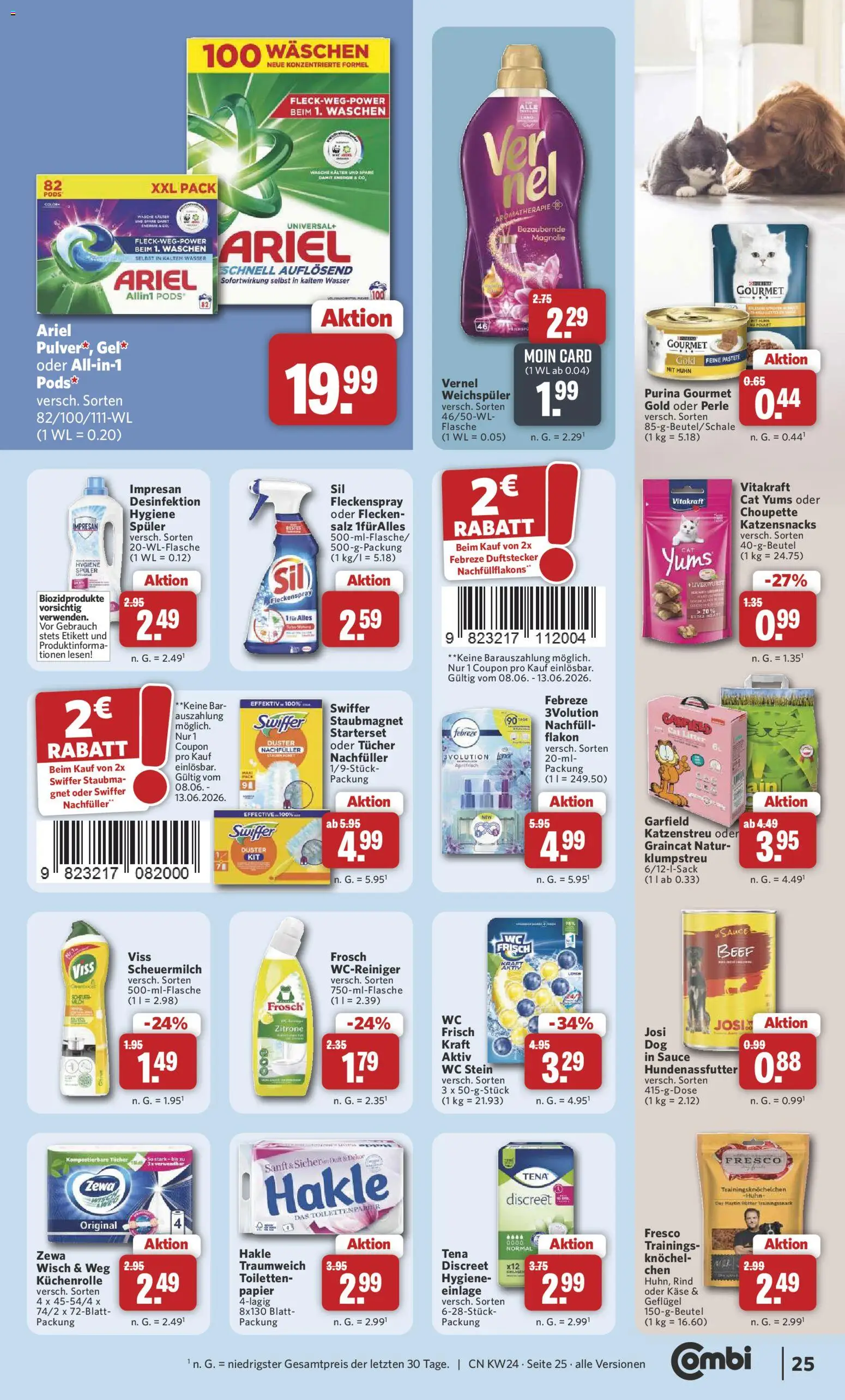 Combi Prospekt – gültig ab 08.06.2026 | Seite: 27 | Produkte: Lenor, Ariel, WC Stein, Vernel