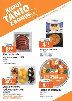 Pogląd oferty "E.Leclerc gazetka - Kupuj Tanio Z Bonus" - ważna od 14.09.2026 | Strona: 2 | Produkty: Karta, Fasolka po bretońsku, Łosoś, Burger
