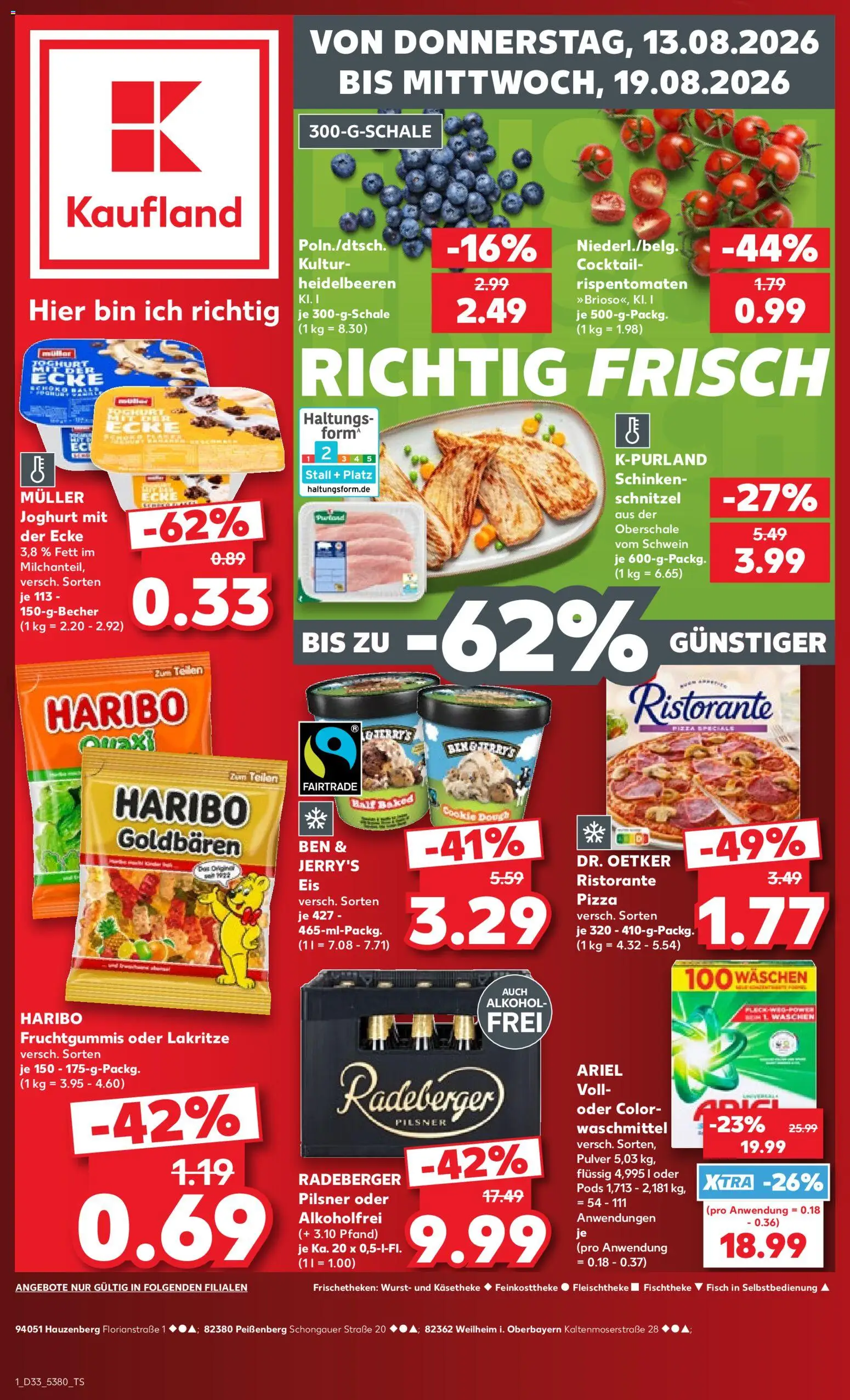 Kaufland Prospekt – gültig ab 13.08.2026 | Seite: 1 | Produkte: Joghurt, Ariel, Schnitzel, Wurst