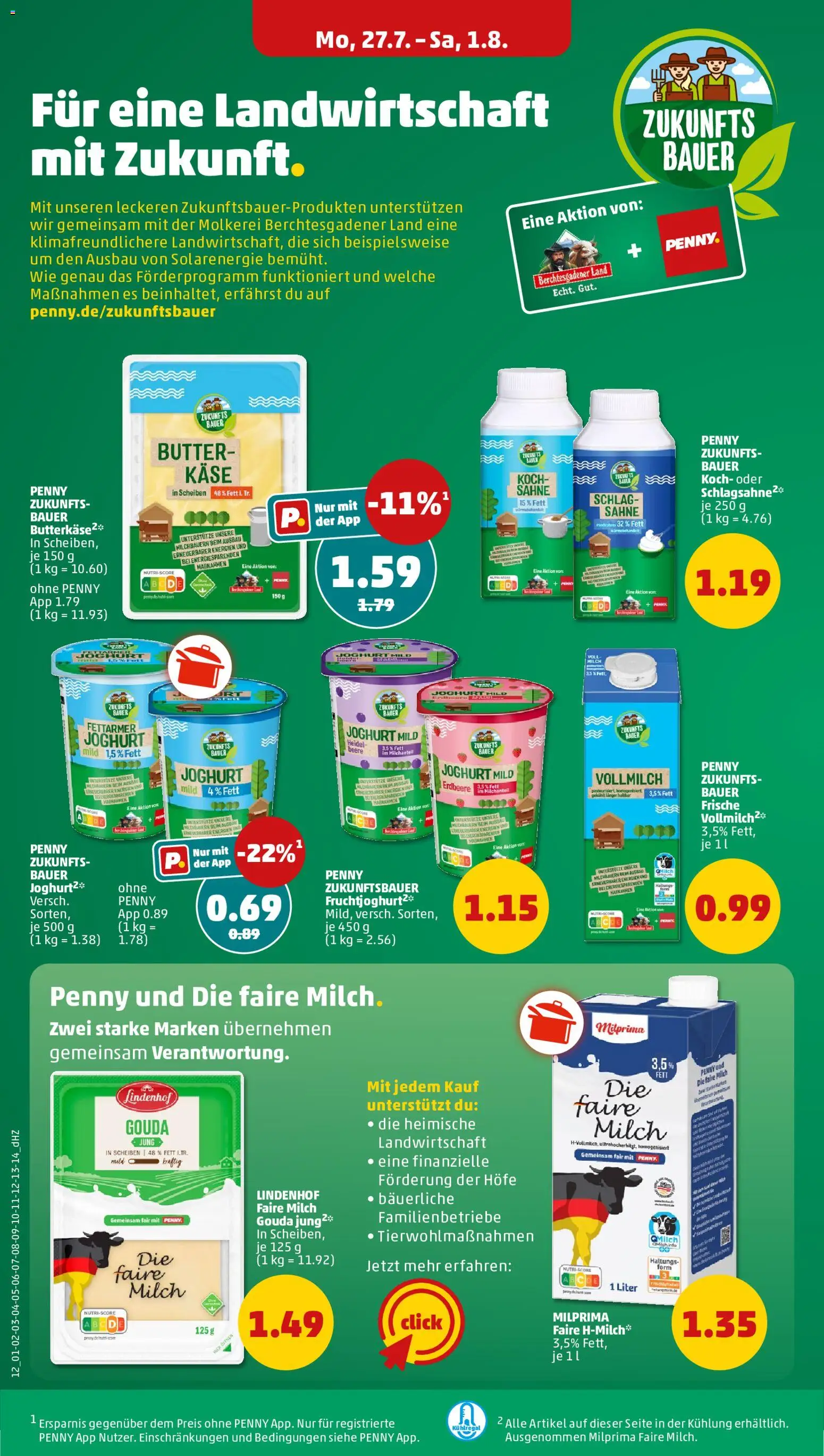 Penny Prospekt – gültig ab 27.07.2026 | Seite: 16 | Produkte: Schlagsahne, Milch, Joghurt, Gouda