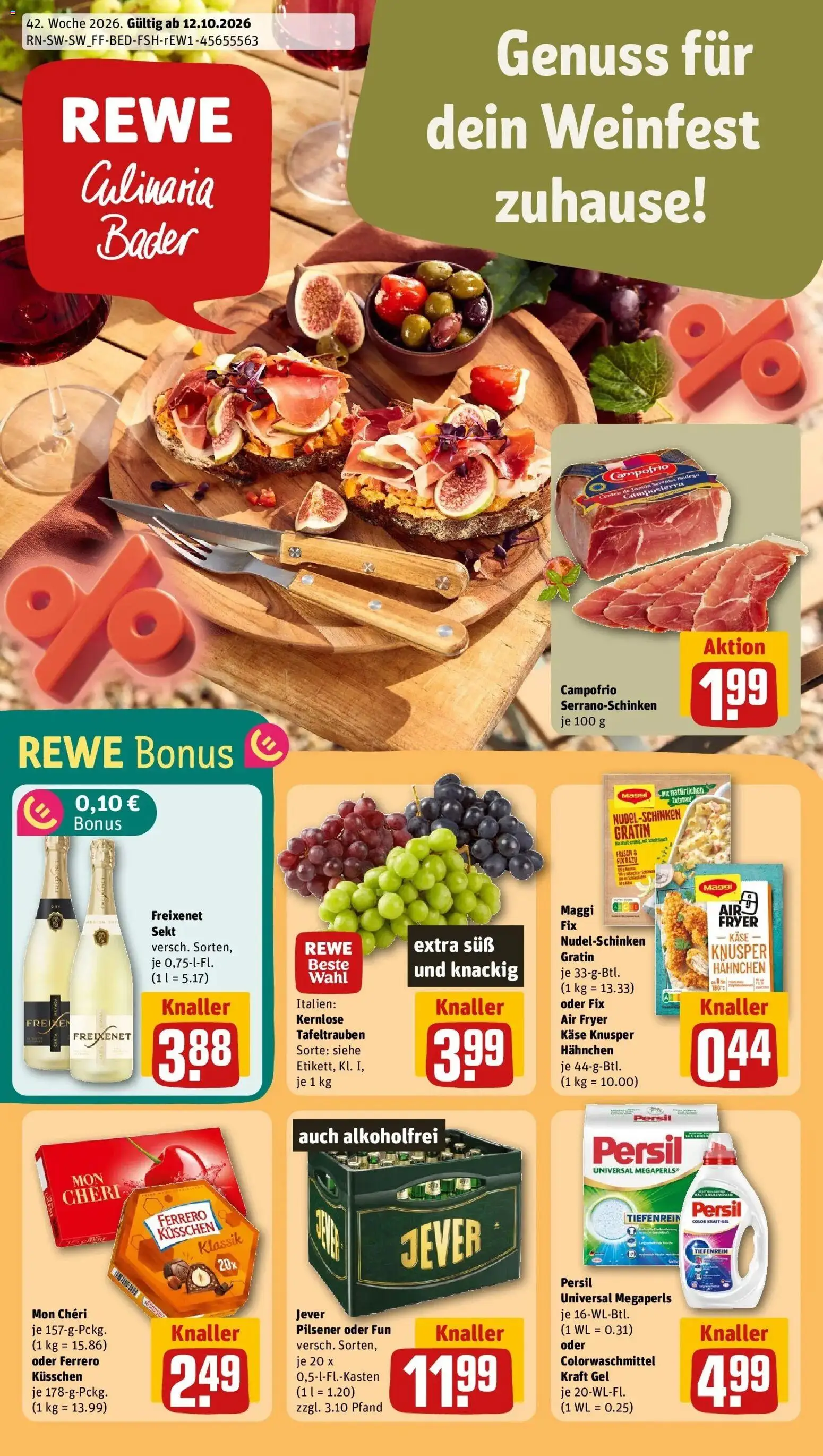 REWE Prospekt ab 12.10.2026 zum Blättern » Angebote | Seite: 1 | Produkte: Hahnchen, Maggi, Käse, Persil