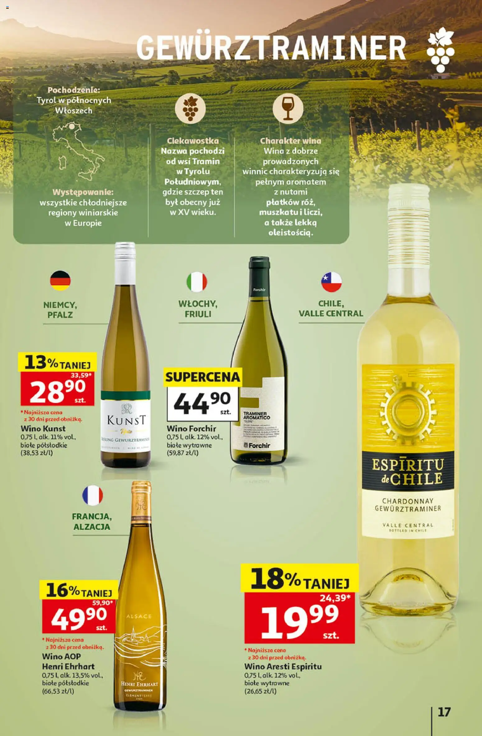 Auchan gazetka - Katalog Wino od 05.10.2026 | Strona: 17 | Produkty: Chardonnay, Wino, Gewurztraminer