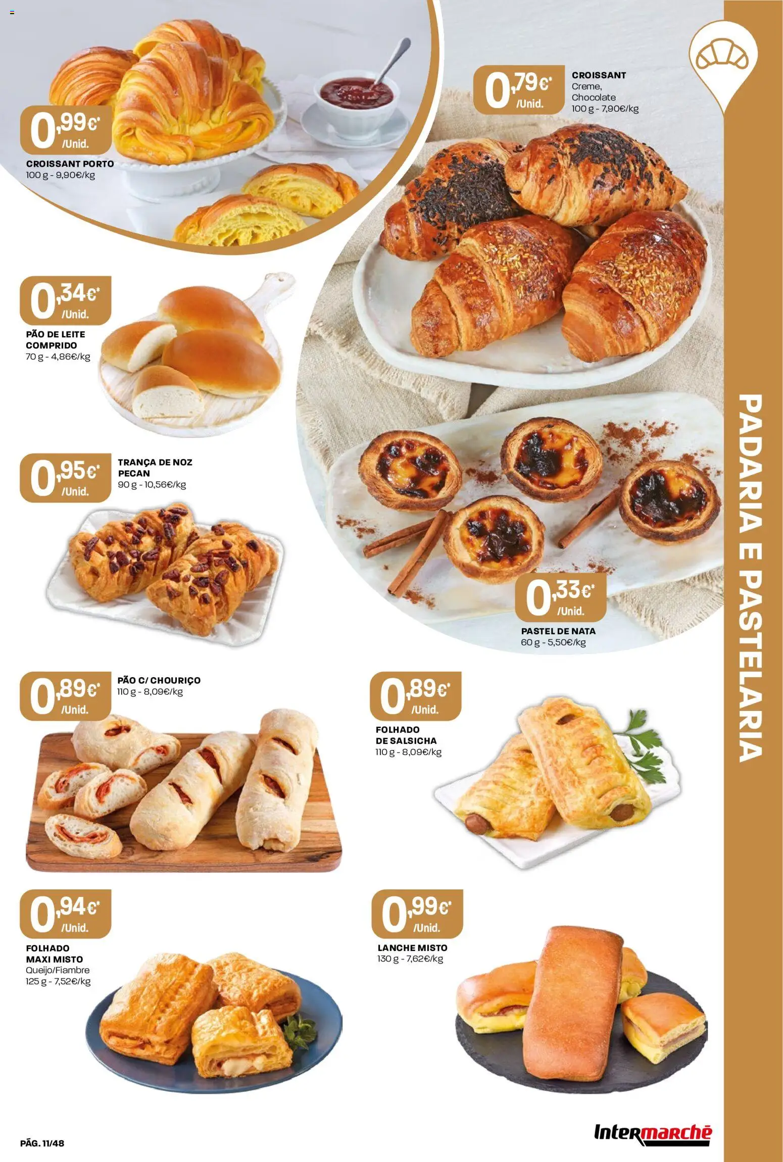 Intermarché folheto │ válido de 02/07/2026 | Página: 11 | Produtos: Padaria, Leite, Chouriço, Nata