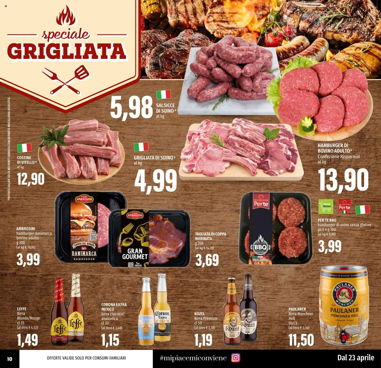 Volantino EMI del 23.04.2026 | Pagina: 10 | Prodotti: Birra, Tè, Suino, Vitello