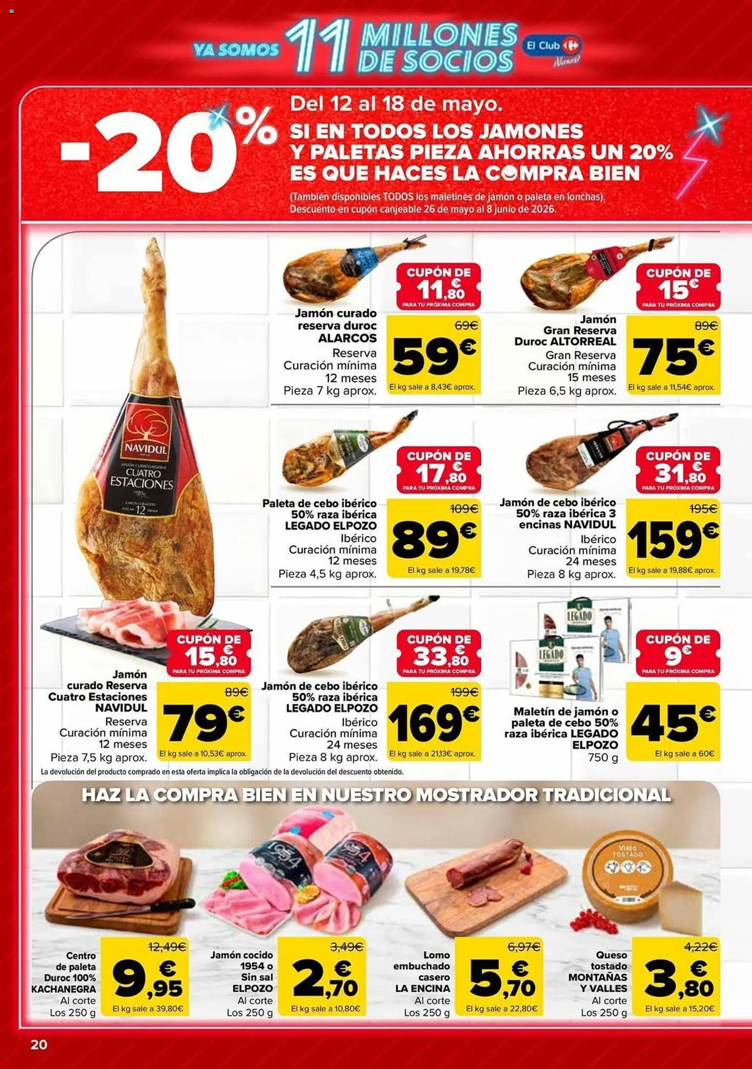 Carrefour folleto │ válido desde el 12.05.2026 | Página: 20 | Productos: Queso, Jamón, Jamón cocido