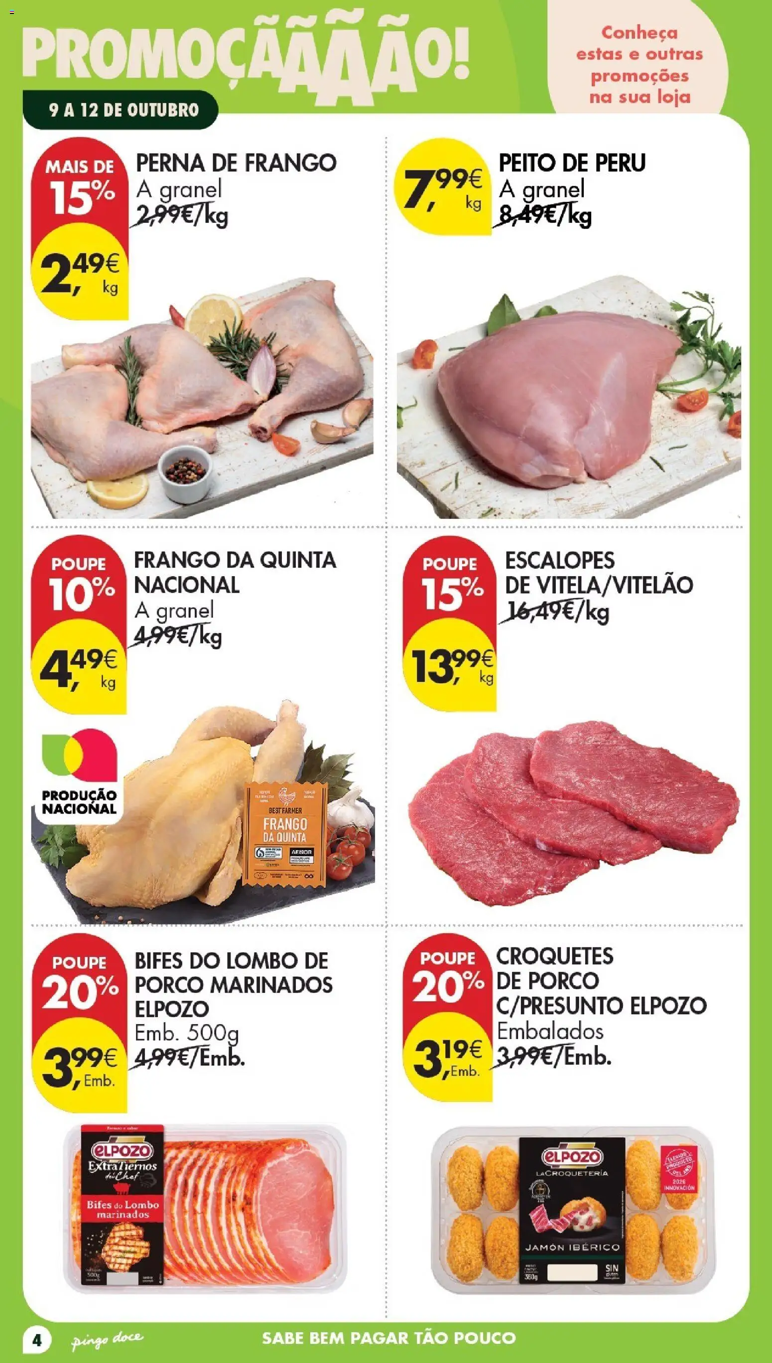 Pingo Doce Folheto Poupe Este Fim de Semana │ válido de 09/10/2026 | Página: 4 | Produtos: Peito de peru, Croquetes, Frango, Lombo
