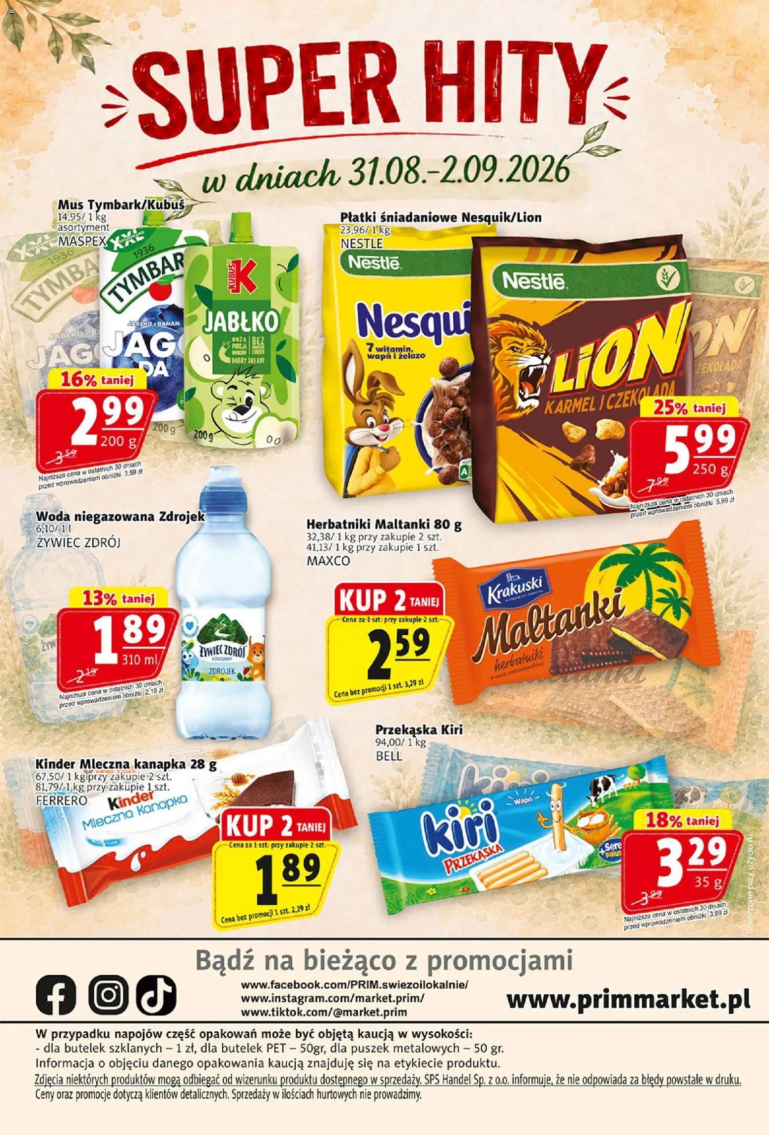 Prim Market gazetka od 27.08.2026 | Strona: 16 | Produkty: Żelazo, Płatki śniadaniowe, Herbatniki, Woda