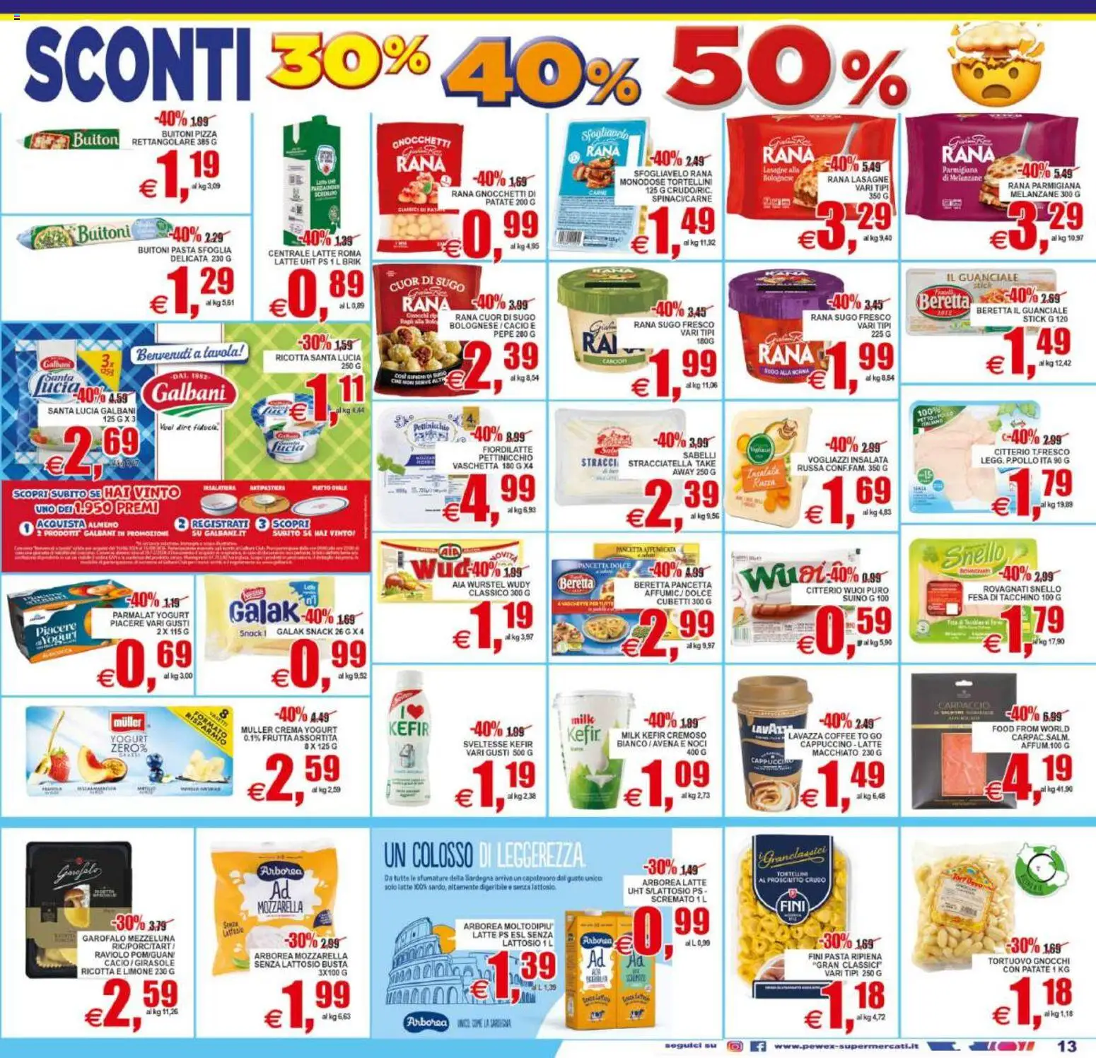 Volantino Pewex del 02/09/2026 | Pagina: 13 | Prodotti: Mozzarella senza lattosio, Cappuccino, Pizza, Patate