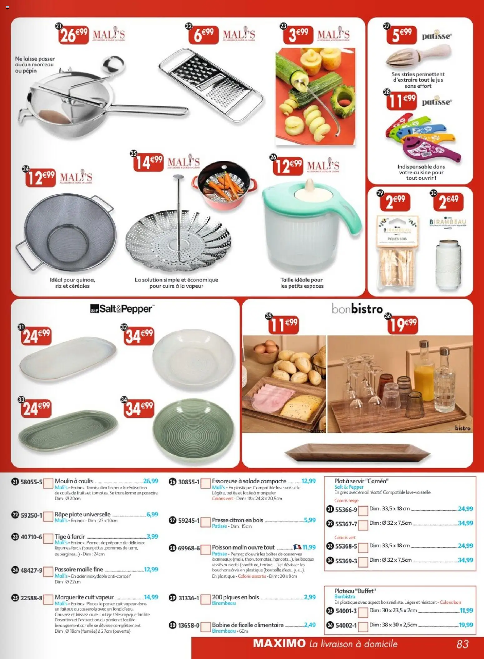 {H1} | Page: 83 | Produits: Citron, Tamis, Panier, Riz