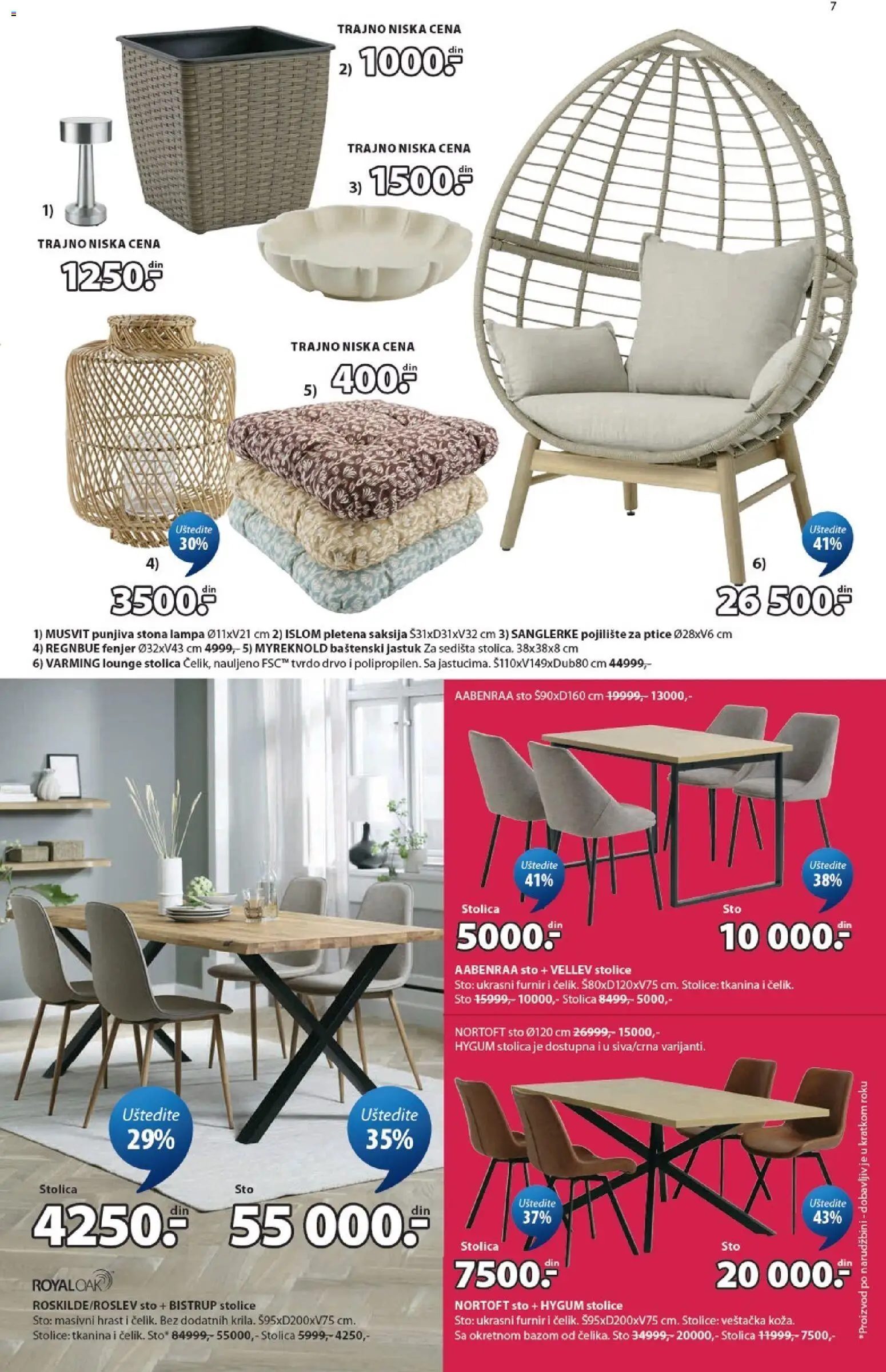 Jysk katalog - važi od 27.05.2026 | Strana: 7 | Proizvode: Jastuk, Sto, Stolica, Lampa