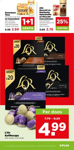 Nescafe Cappuccino oploskoffie, Nescafe en Starbucks Oploskoffie en Nescafé Concentrates. Prijsvoorbeeld: Nescafe Cappuccino oploskoffie, doos 10 sticks. - Voorbeeld van een folder van Plus, geldig van 09-09-2026 | Pagina: 21