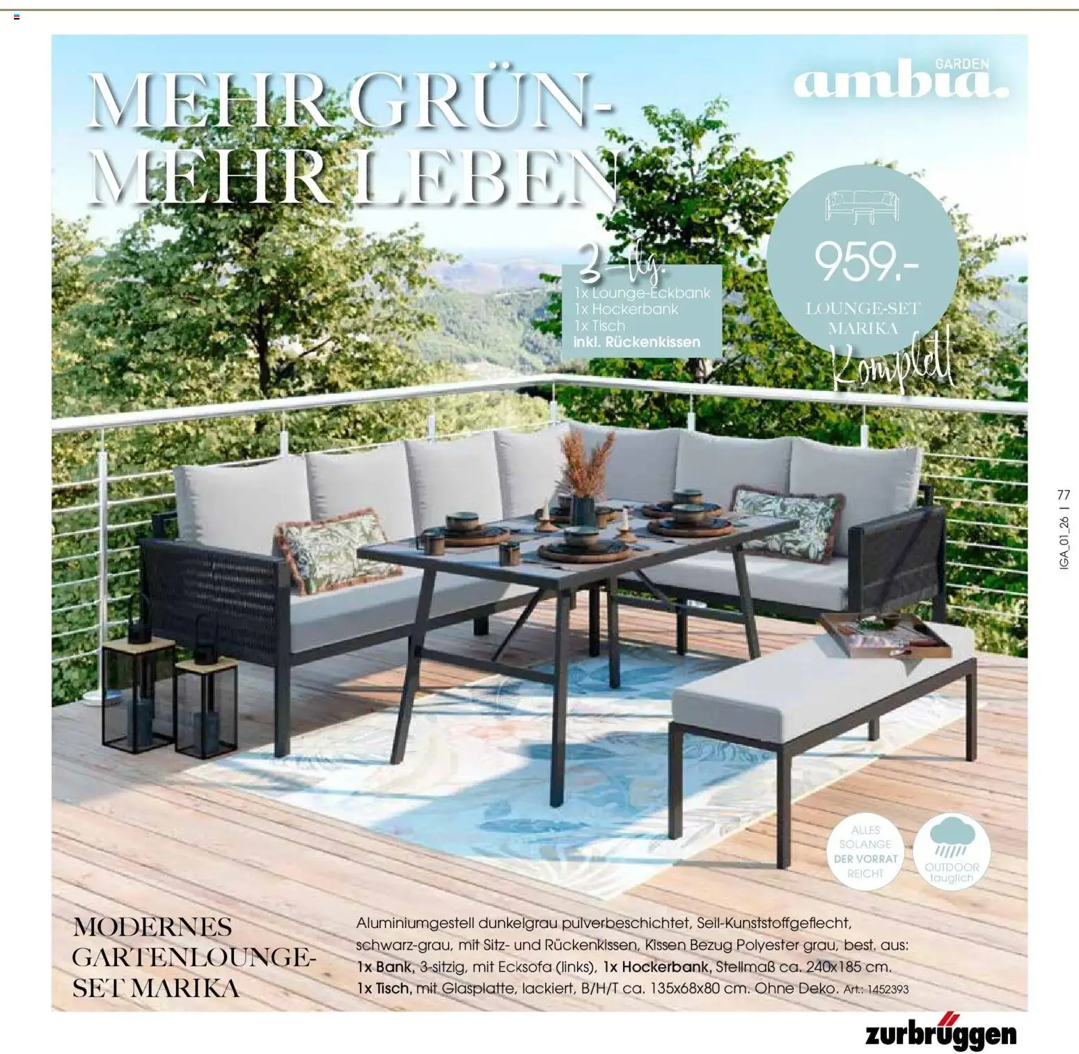 Zurbrüggen Garten Unna – gültig ab 19.03.2025 | Seite: 77 | Produkte: Ecksofa, Kissen, Tisch