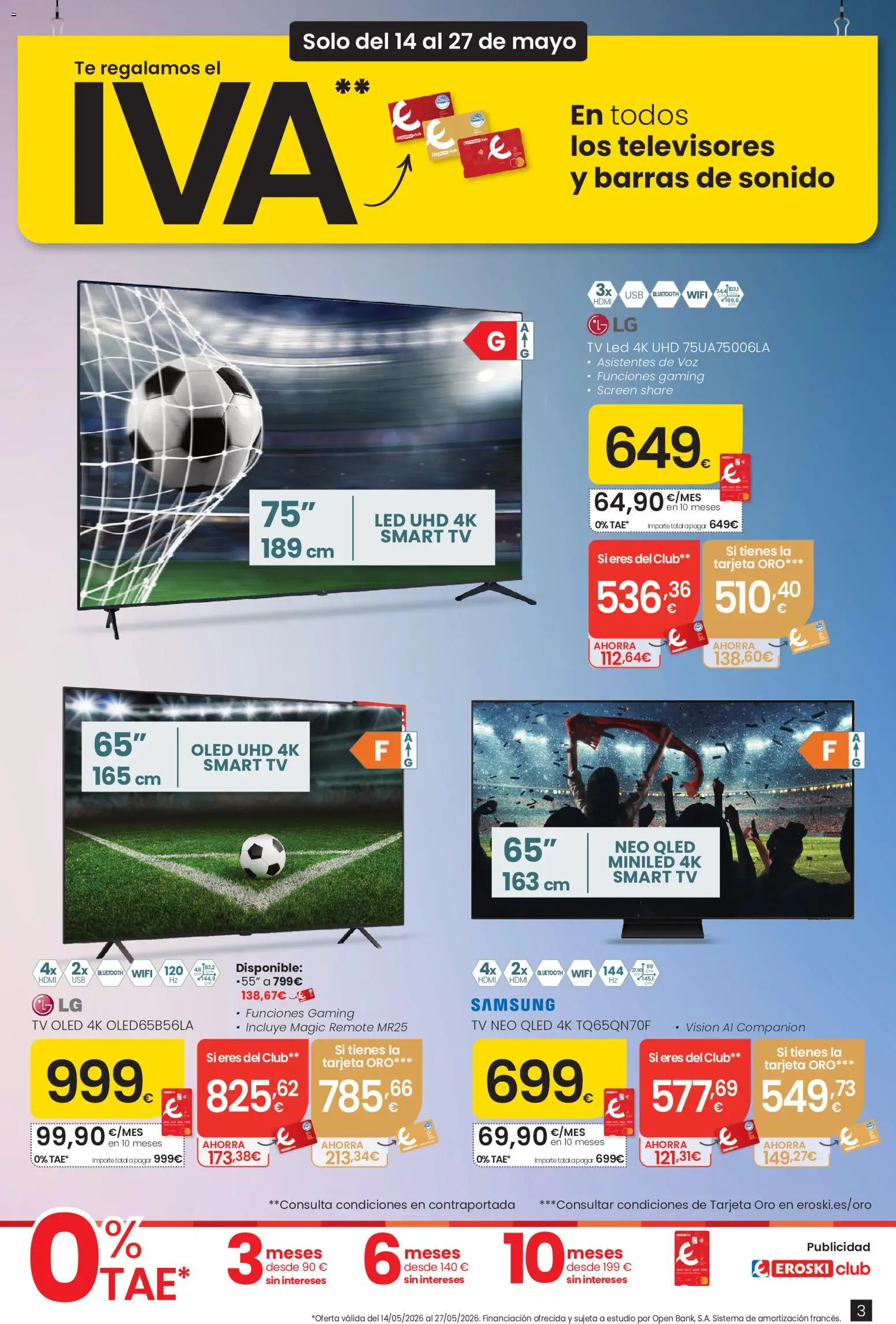 Eroski Te regalamos el IVA │ válido desde el 14.05.2026 | Página: 3 | Productos: Barras de sonido, Té