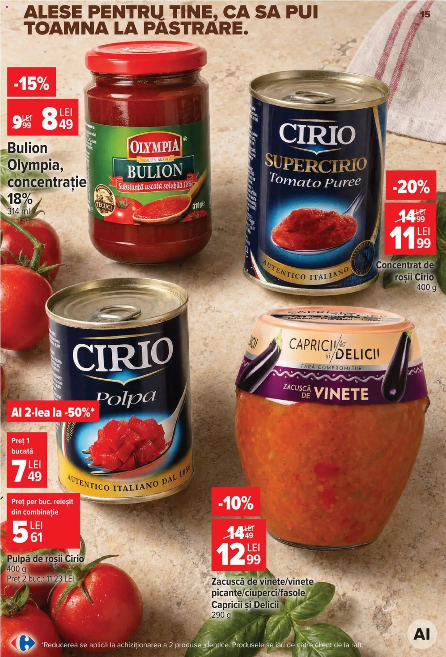 Noul catalog Carrefour – valabil de la 19.08.2026 | Pagină: 15 | Produse: Aplică, Pui, Roșii, Zacuscă