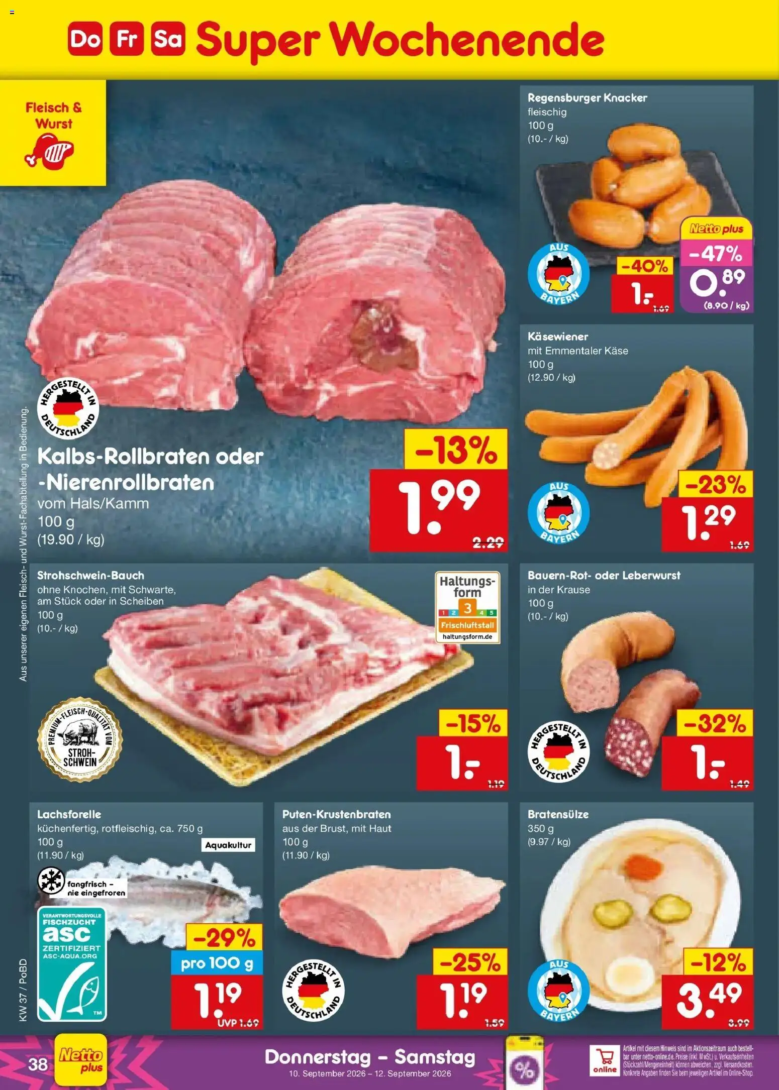 Netto Marken-Discount Prospekt Selb – gültig ab 07.09.2026 | Seite: 56 | Produkte: Käse, Wurst, Fleisch