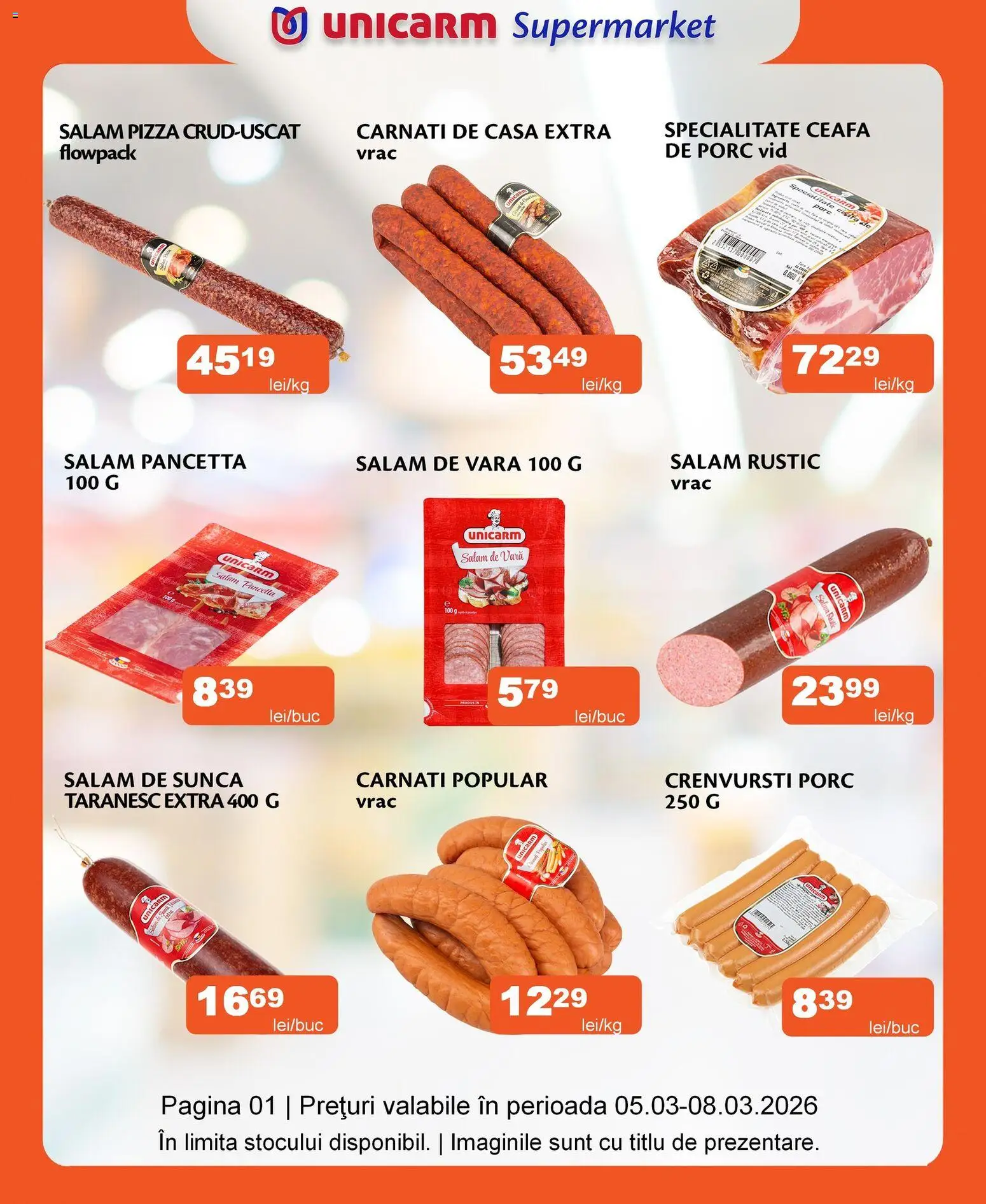 Noul catalog Unicarm – valabil de la 05.03.2026 | Pagină: 1 | Produse: Akrilik boya, Saci menajeri, Bucătărie, Zahăr