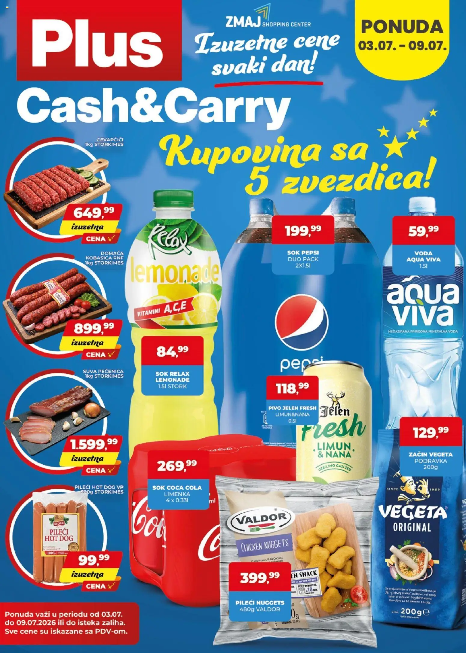 Plus Cash & Carry katalog - važi od 03.07.2026 | Strana: 1 | Proizvode: Voda, Pivo, Kobasica, Pepsi