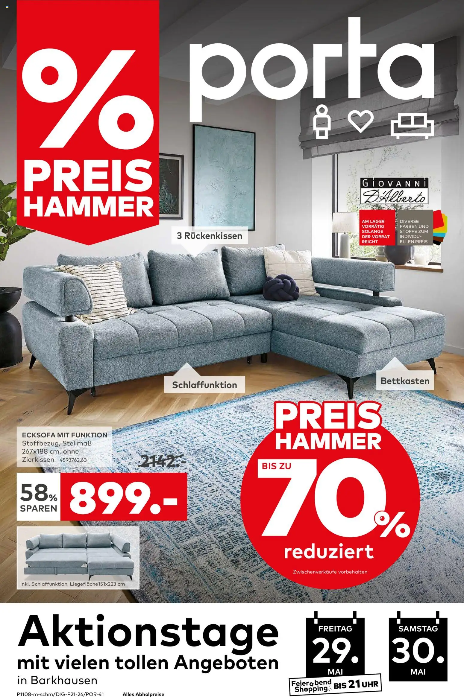 Porta! Prospekt Barkhausen – gültig ab 17.05.2026 | Seite: 1 | Produkte: Ecksofa, Uhr