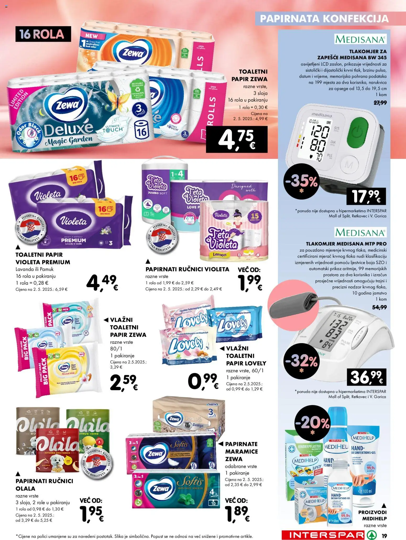 Interspar katalog | vrijedi od 04.06.2026 | Stranica: 19 | Proizvodi: Role, Papirnati ručnici, Zewa, Violeta