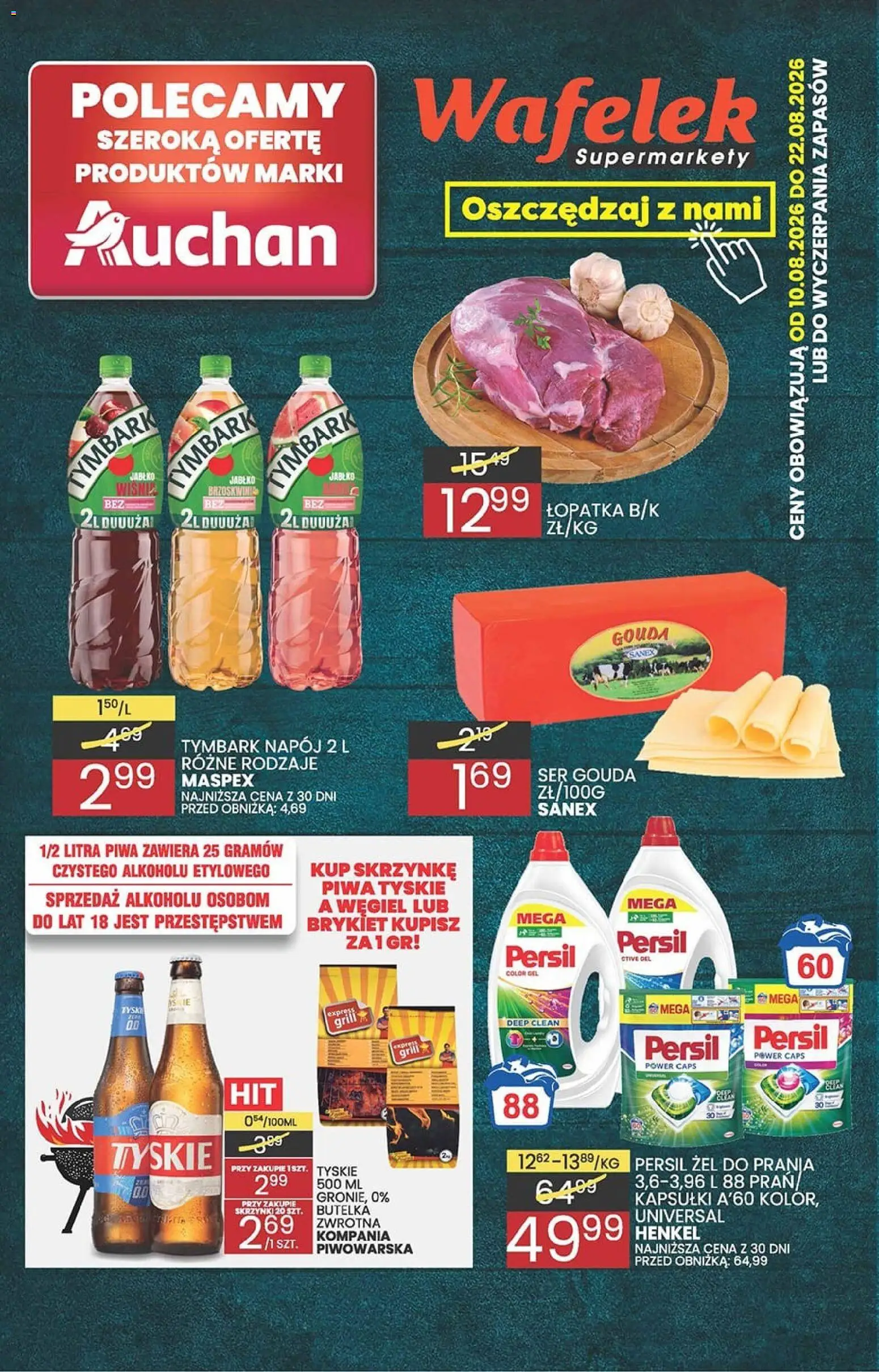Wafelek gazetka od 10.08.2026 | Strona: 1 | Produkty: Kapsułki, Tymbark, Persil, Ser