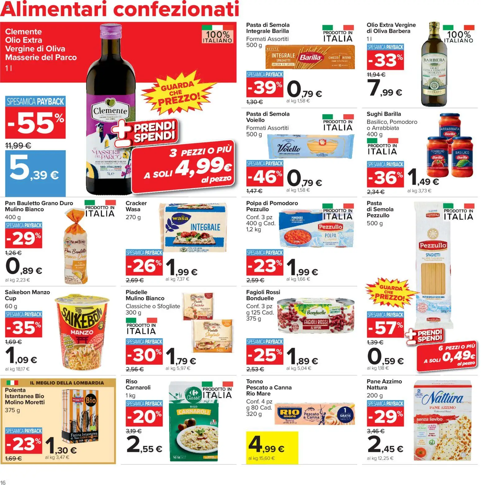 Volantino Carrefour del 29/09/2026 | Pagina: 16 | Prodotti: Fagioli, Pasta di semola, Tonno, Lievito