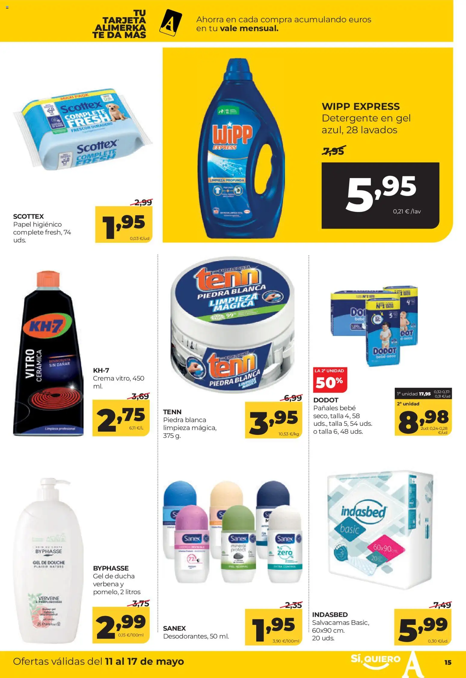 Alimerka folleto Asturias │ válido desde el 11.05.2026 | Página: 15 | Productos: Gel de ducha, Detergente, Papel higienico, Ducha