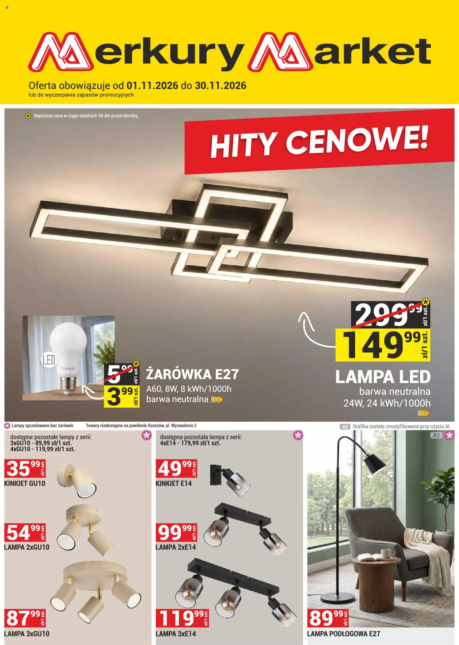 Merkury Market gazetka od 01.11.2026 | Strona: 1 | Produkty: Lampa, Lampa led