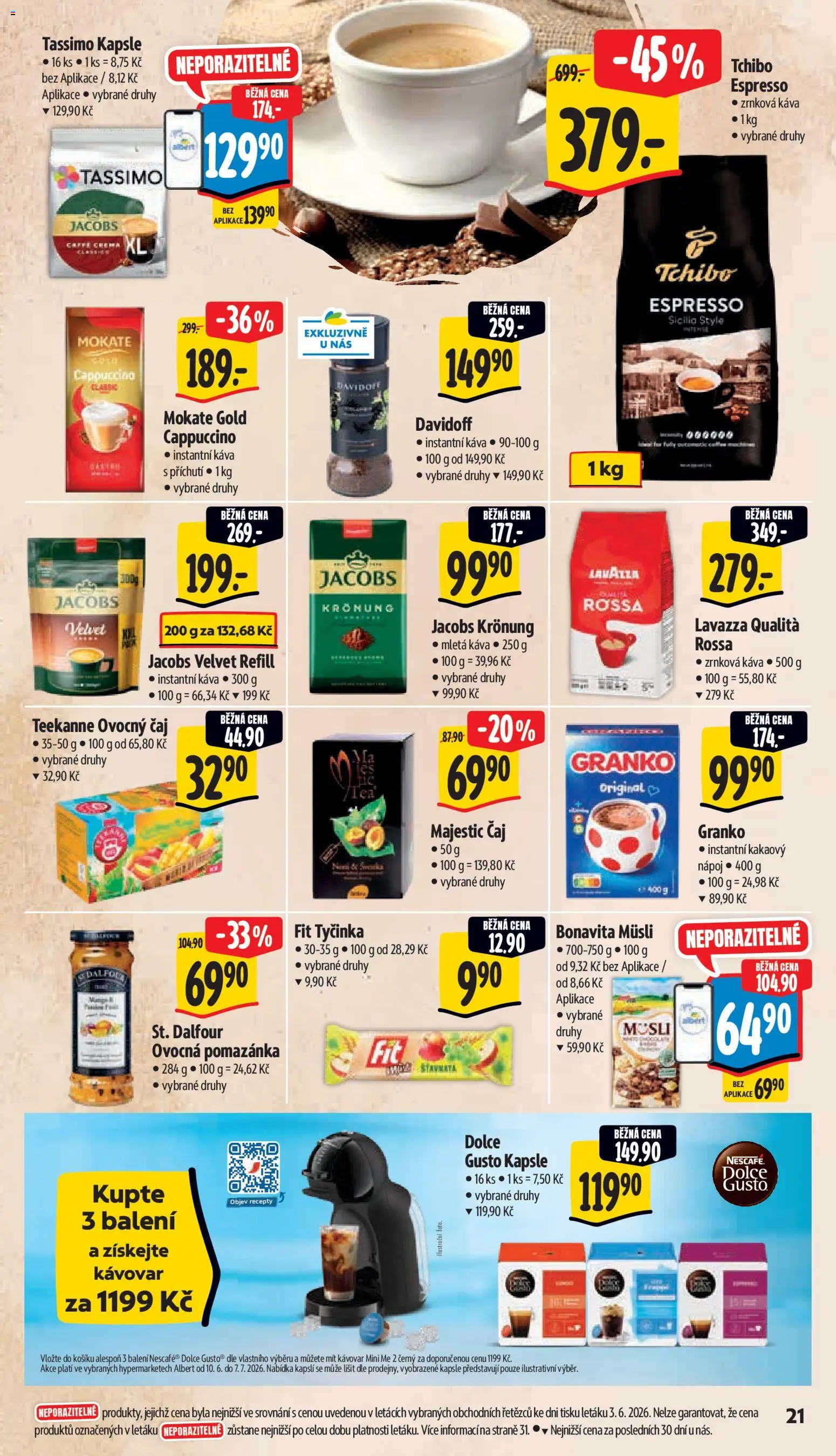 Albert leták - Hypermarket od 10.06.2026 | Strana: 31 | Produkty: Tassimo kapsle, Káva, Müsli, Jacobs velvet
