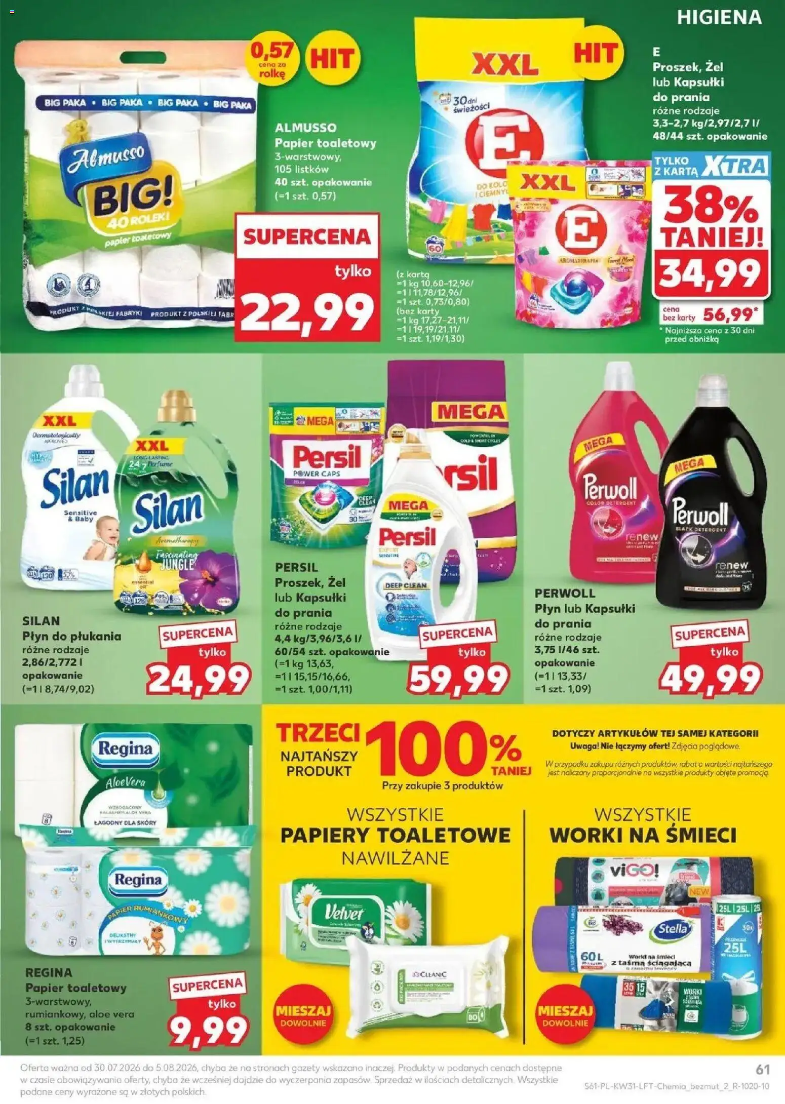 Kaufland gazetka od 30.07.2026 | Strona: 61 | Produkty: Karta, Płyn do płukania, Perwoll, Gazety