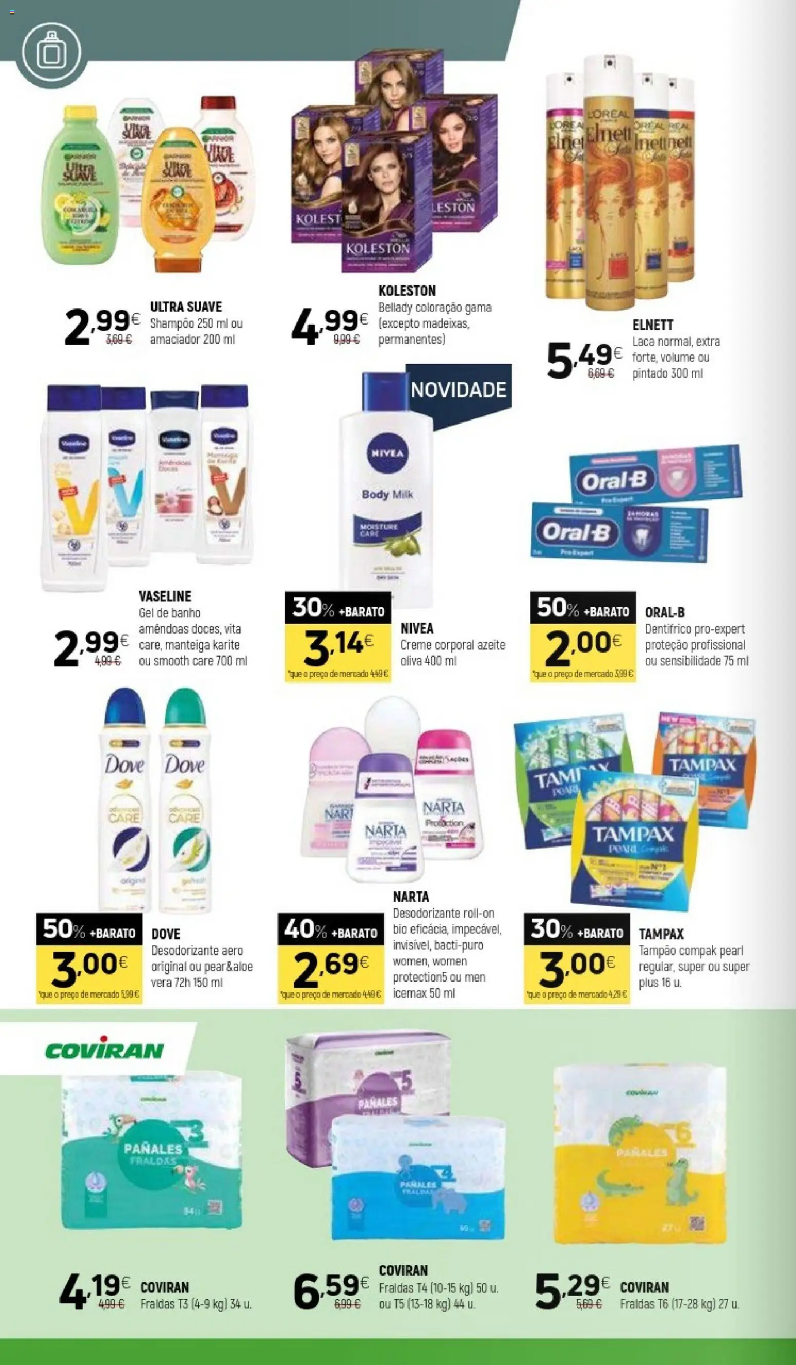 Coviran folheto │ válido de 08/09/2026 | Página: 18 | Produtos: Azeite, Fraldas, Gel de banho, Banho