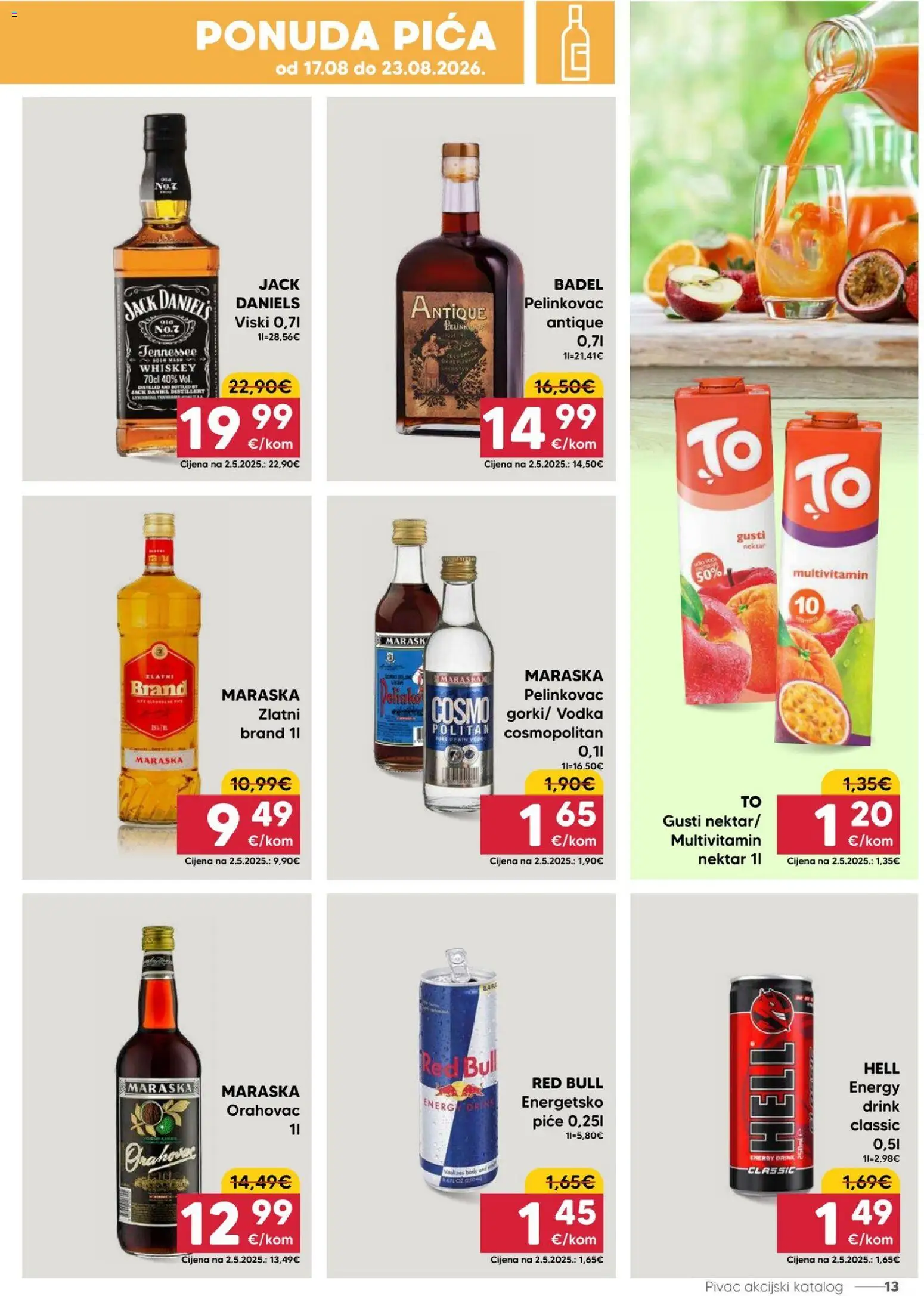 Pivac katalog | vrijedi od 17.08.2026 | Stranica: 13 | Proizvodi: Pica, Nektar, Badel, Vodka