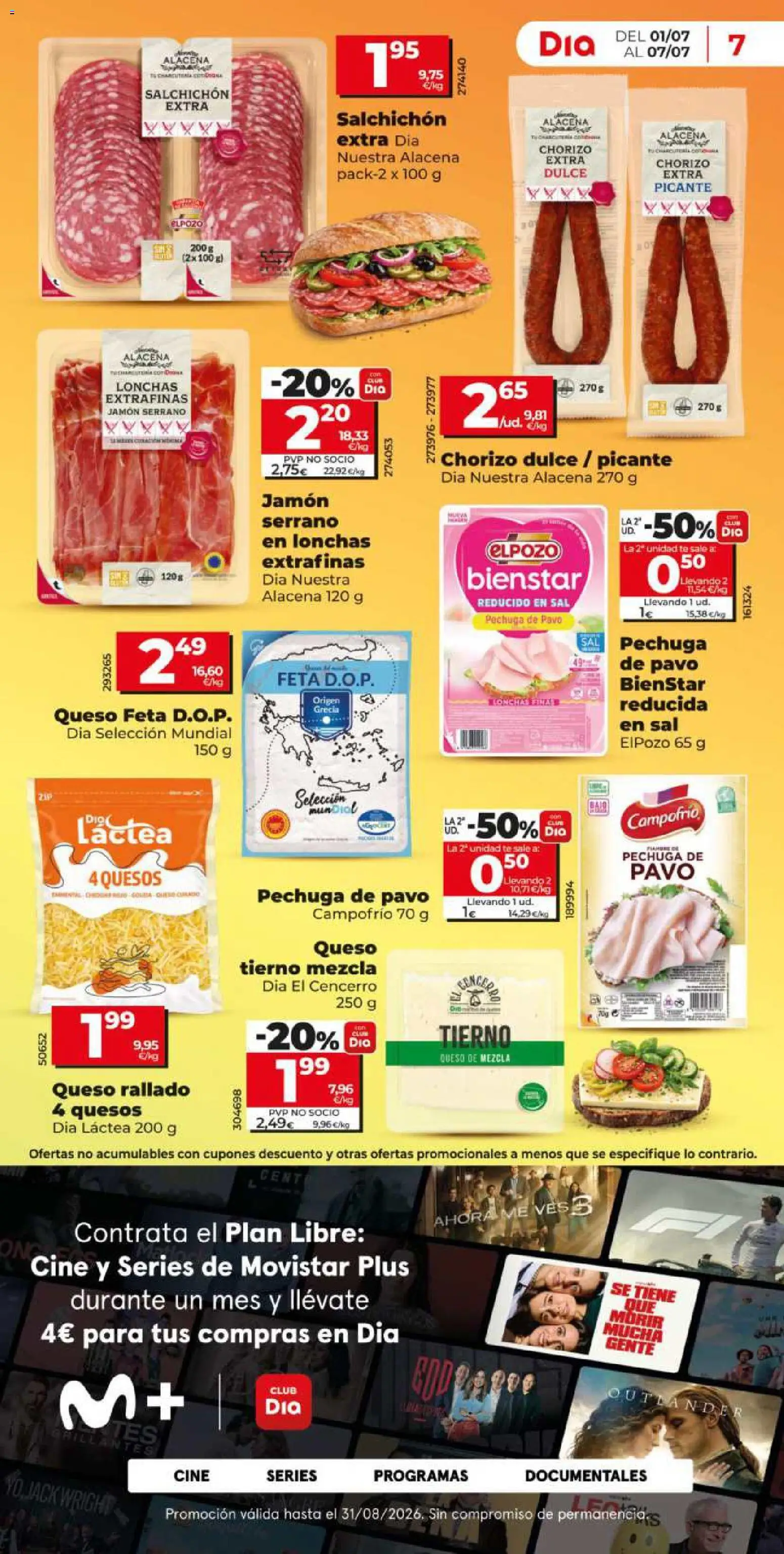 Dia - folleto Market │ válido desde el 01/07/2026 | Página: 7 | Productos: Queso, Jamón, Té, Salami