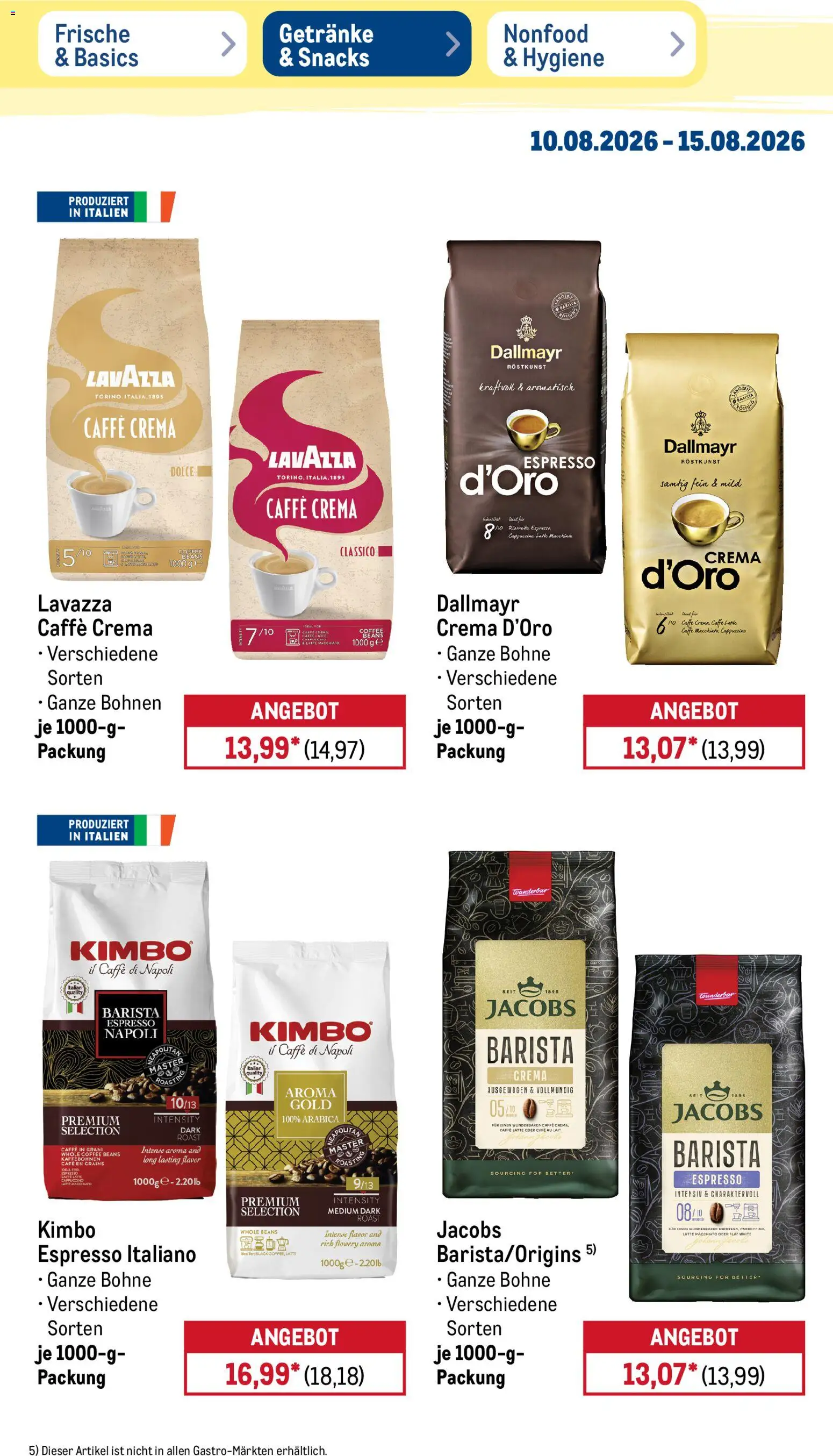 Metro Prospekt – gültig ab 10.08.2026 | Seite: 21 | Produkte: Lavazza, Dallmayr, Ente