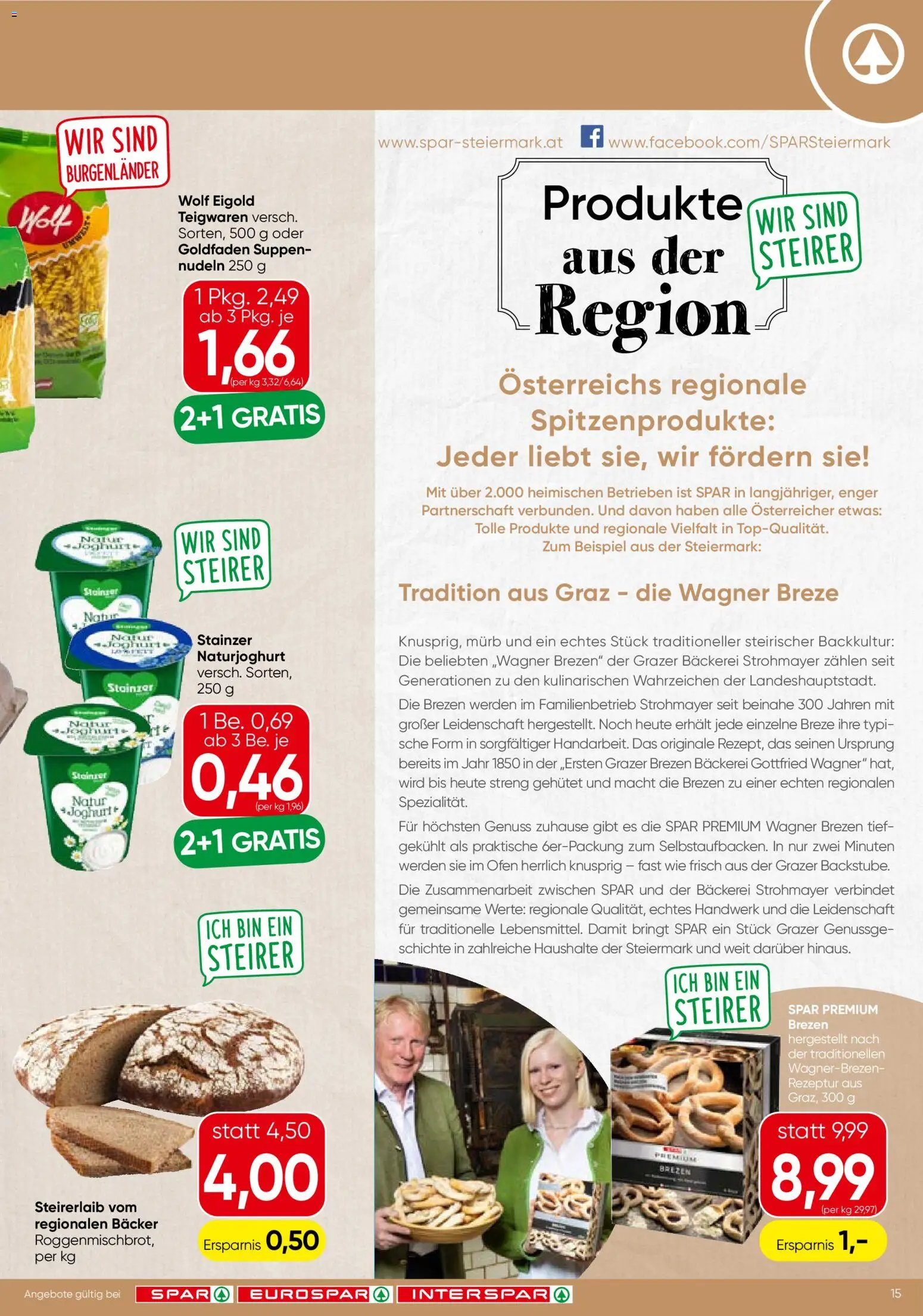 Spar Flugblatt - Steiermark gültig ab 18.06.2026 | Seite: 15 | Produkte: Ofen, Bäckerei, Joghurt, Nudeln