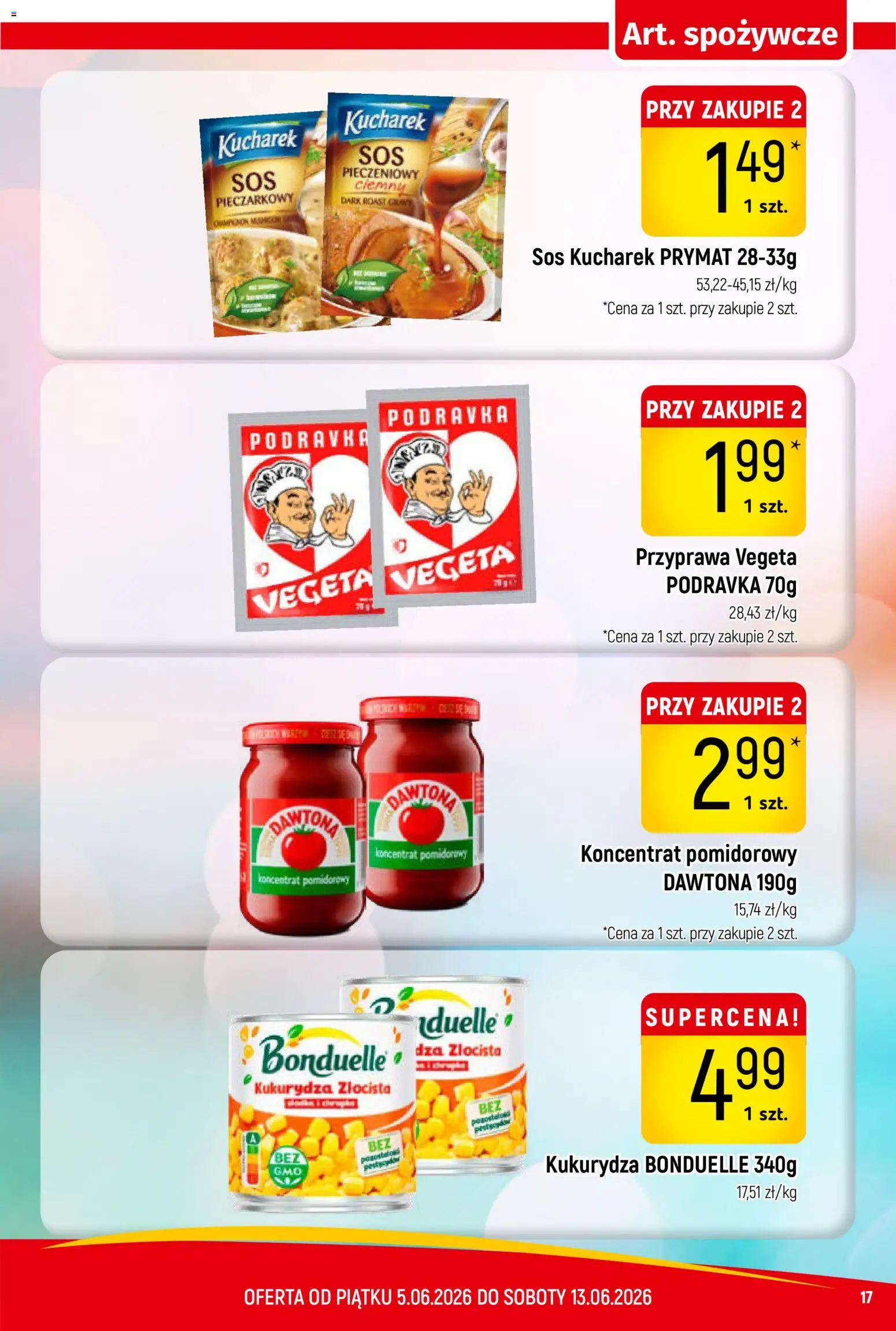 Piotruś Pan gazetka od 05.06.2026 | Strona: 17 | Produkty: Koncentrat pomidorowy, Kukurydza, Sos