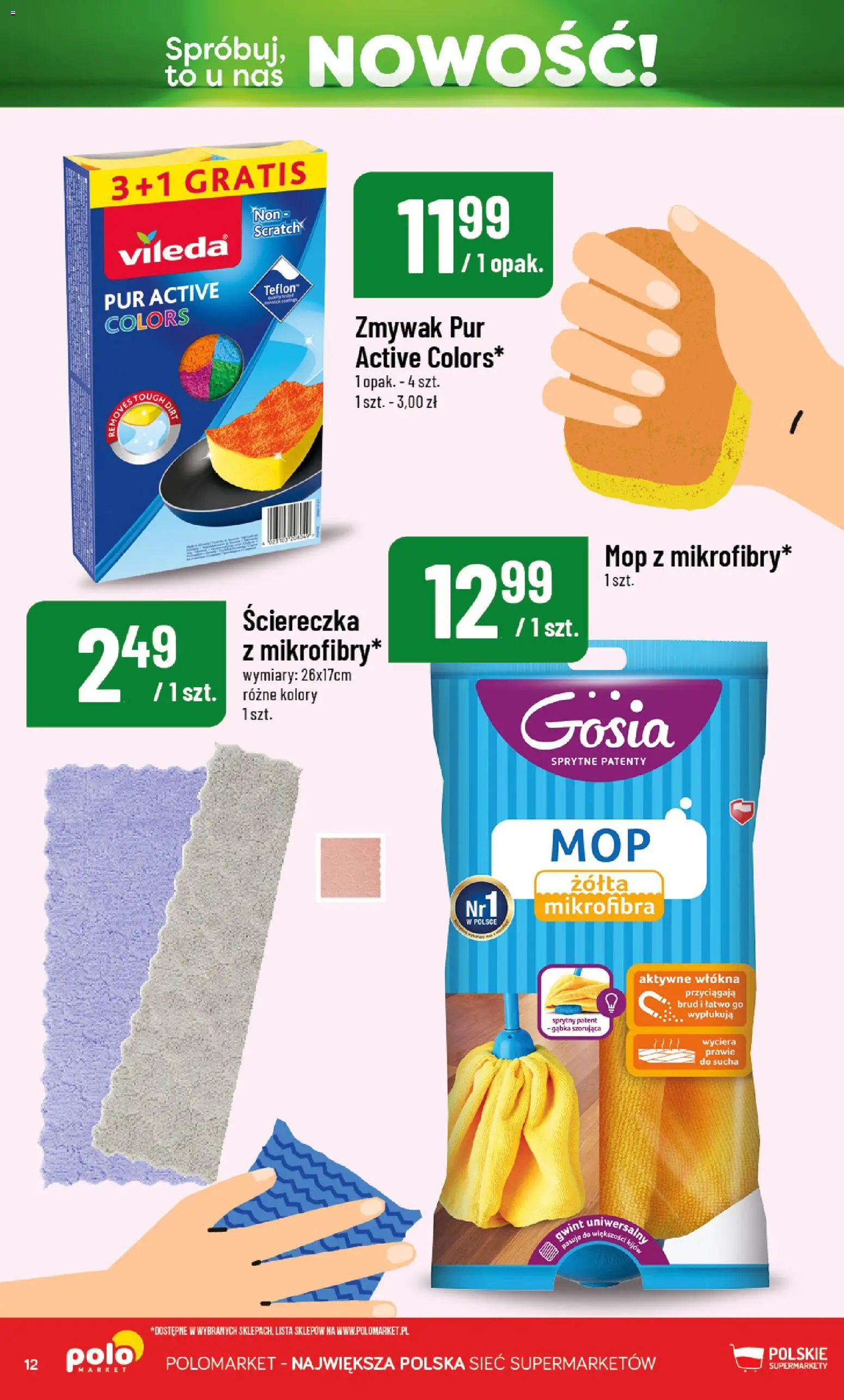 Nowa POLOmarket gazetka od jutra 11.09.2026 | Strona: 12 | Produkty: Gąbka, Mop
