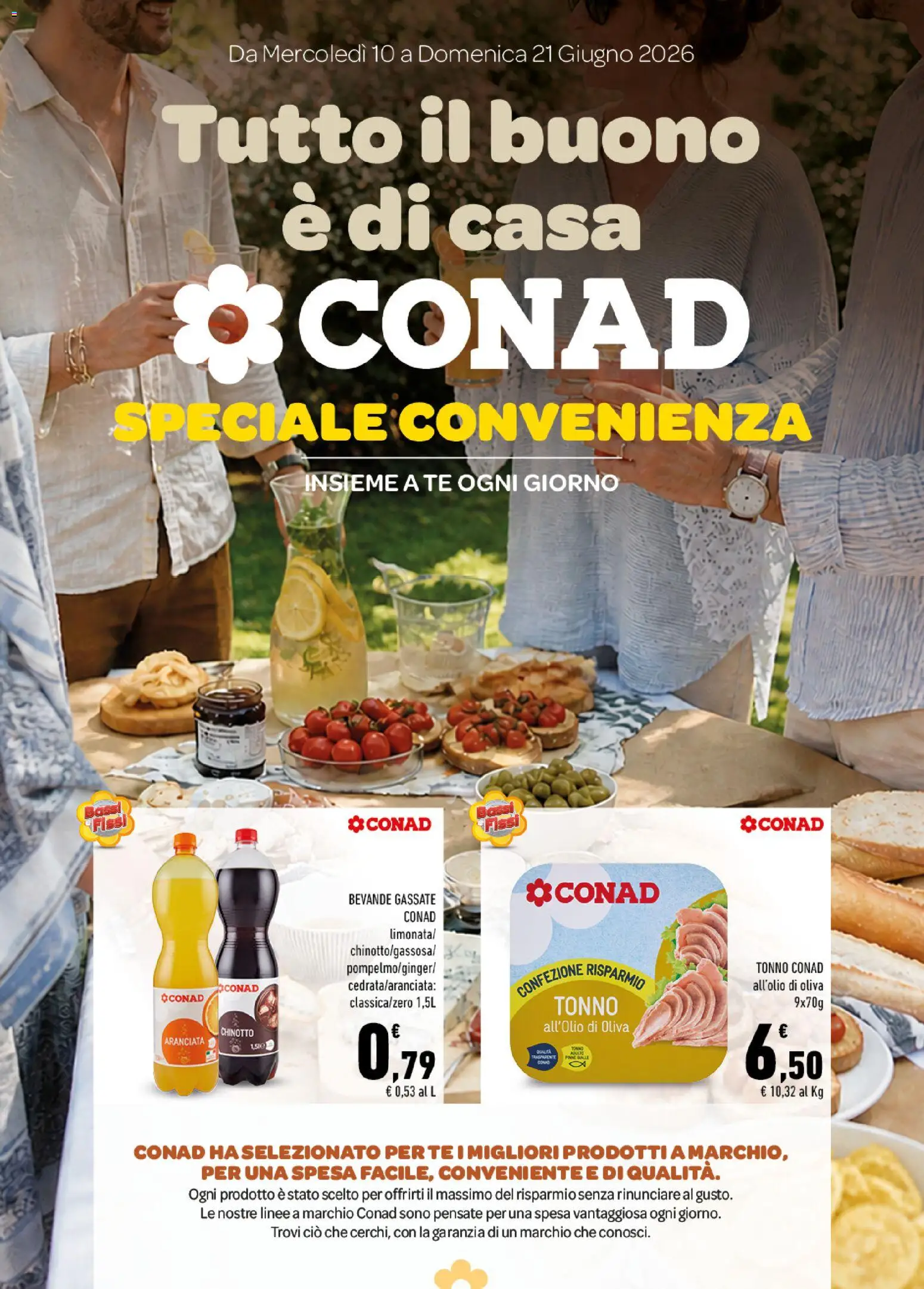 Volantino Conad del 10.06.2026 | Pagina: 1 | Prodotti: Tè, Chinotto, Limonata, Tonno