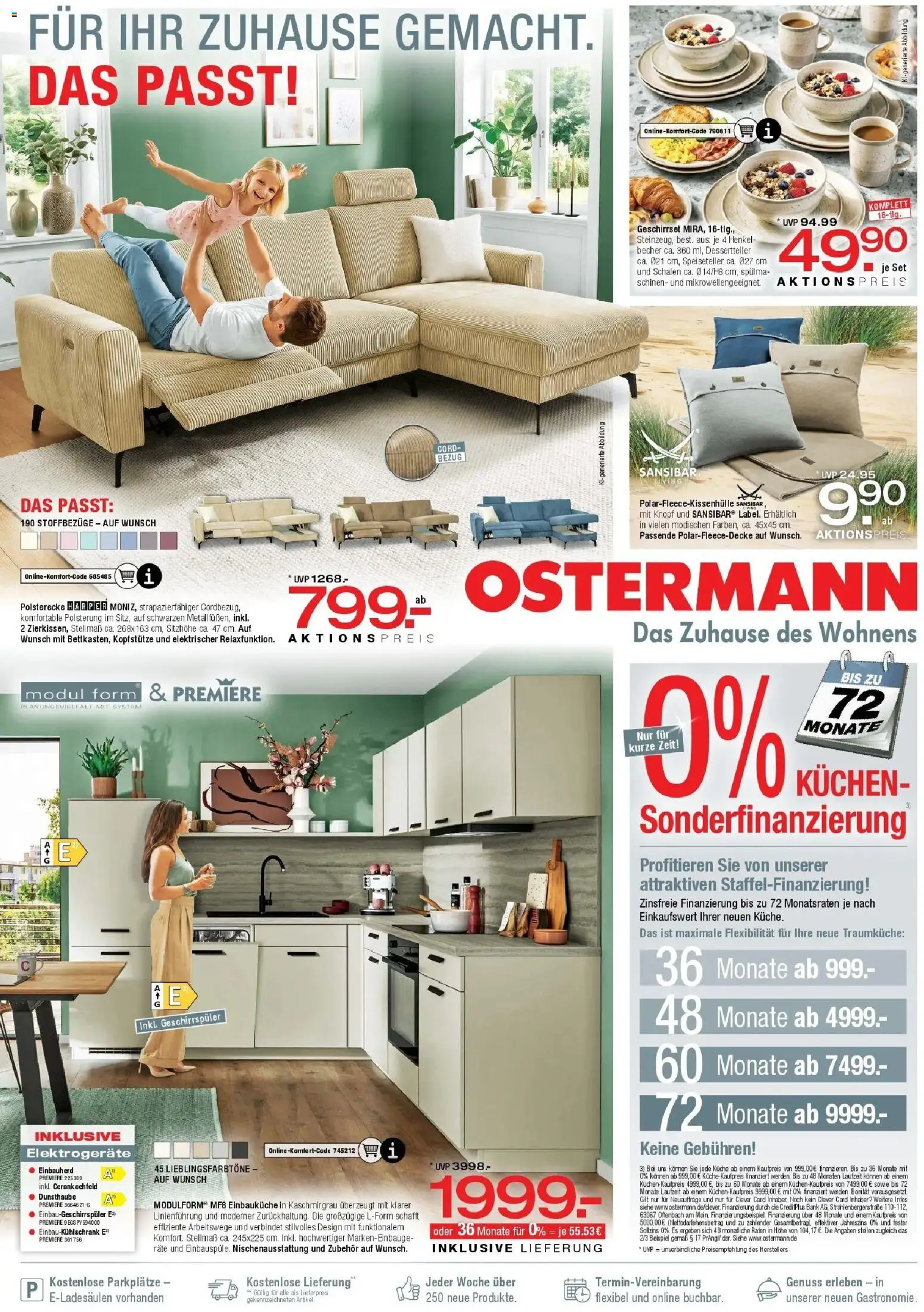 Ostermann - Möbel Ostermann: Neue Möbel wirken Wunder. (ab 29.08.2026) zum Blättern | Seite: 1 | Produkte: Geschirrspüler, Einbauküche, Küche, Kuchen