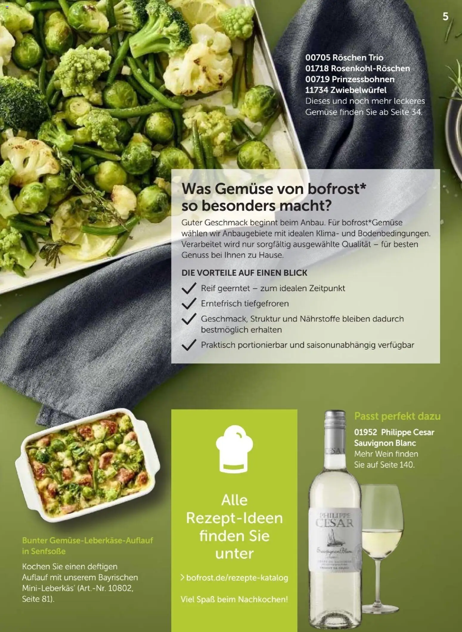 Bofrost Katalog – gültig ab 07.09.2026 | Seite: 5 | Produkte: Gemüse, Wein