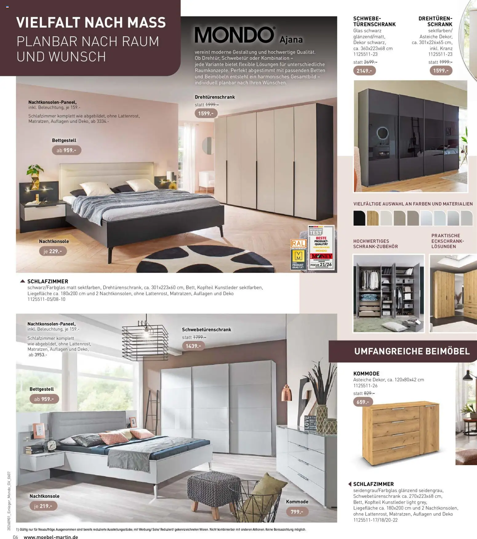 Möbel Martin Katalog Mondo – gültig ab 01.09.2026 | Seite: 6 | Produkte: Kommode, Schwebetürenschrank, Drehtürenschrank, Schrank