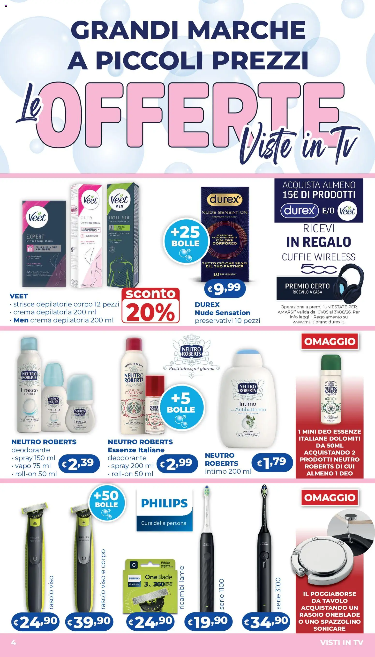 Volantino Acqua e Sapone del 23/07/2026 | Pagina: 4 | Prodotti: Crema, Crema depilatoria, TV, Tavolo