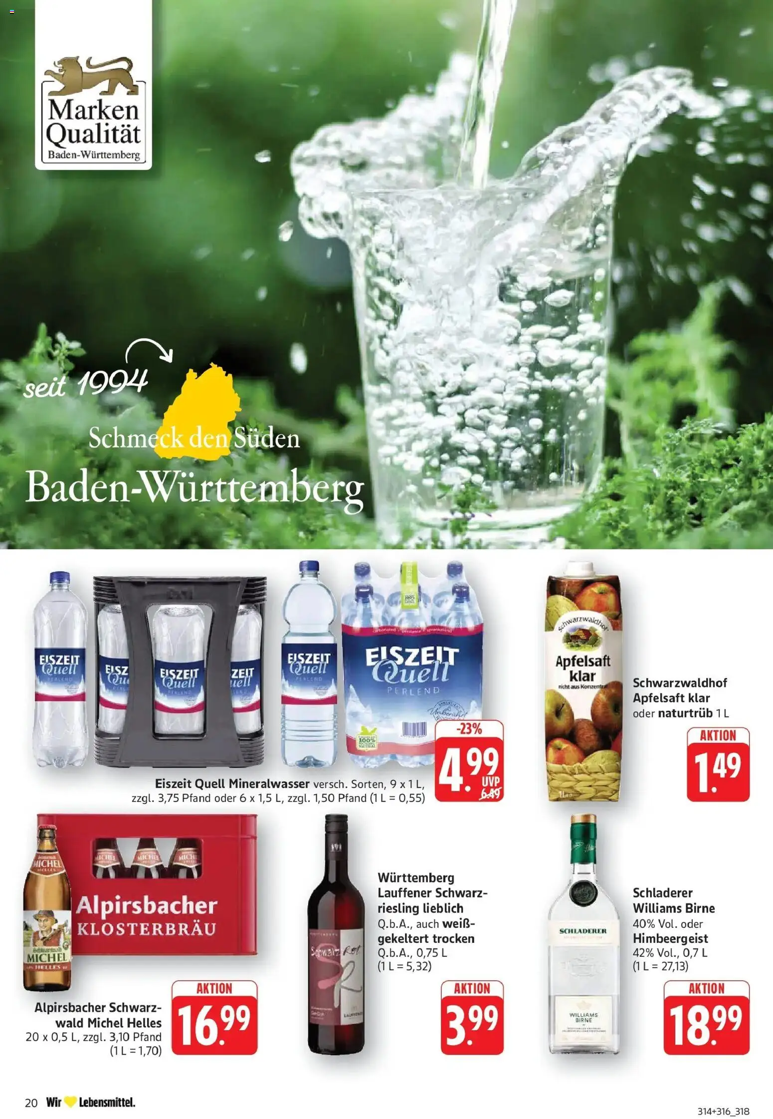 Edeka Prospekt Filderstadt-Bonlanden (ab 14.09.2026) » Angebote Online | Seite: 20 | Produkte: Apfelsaft, Mineralwasser, Birne