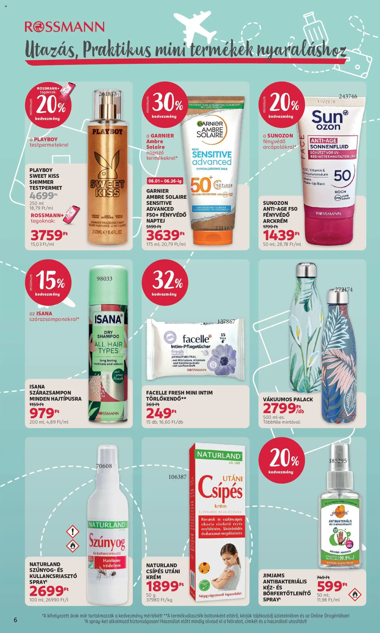 Rossmann akciós ujság - amely érvényes a következő dátumtól: 15.06.2026 | Oldal: 6 | Termékek: Testpermet, Kullancsriasztó, Fényvédő, Mandarin