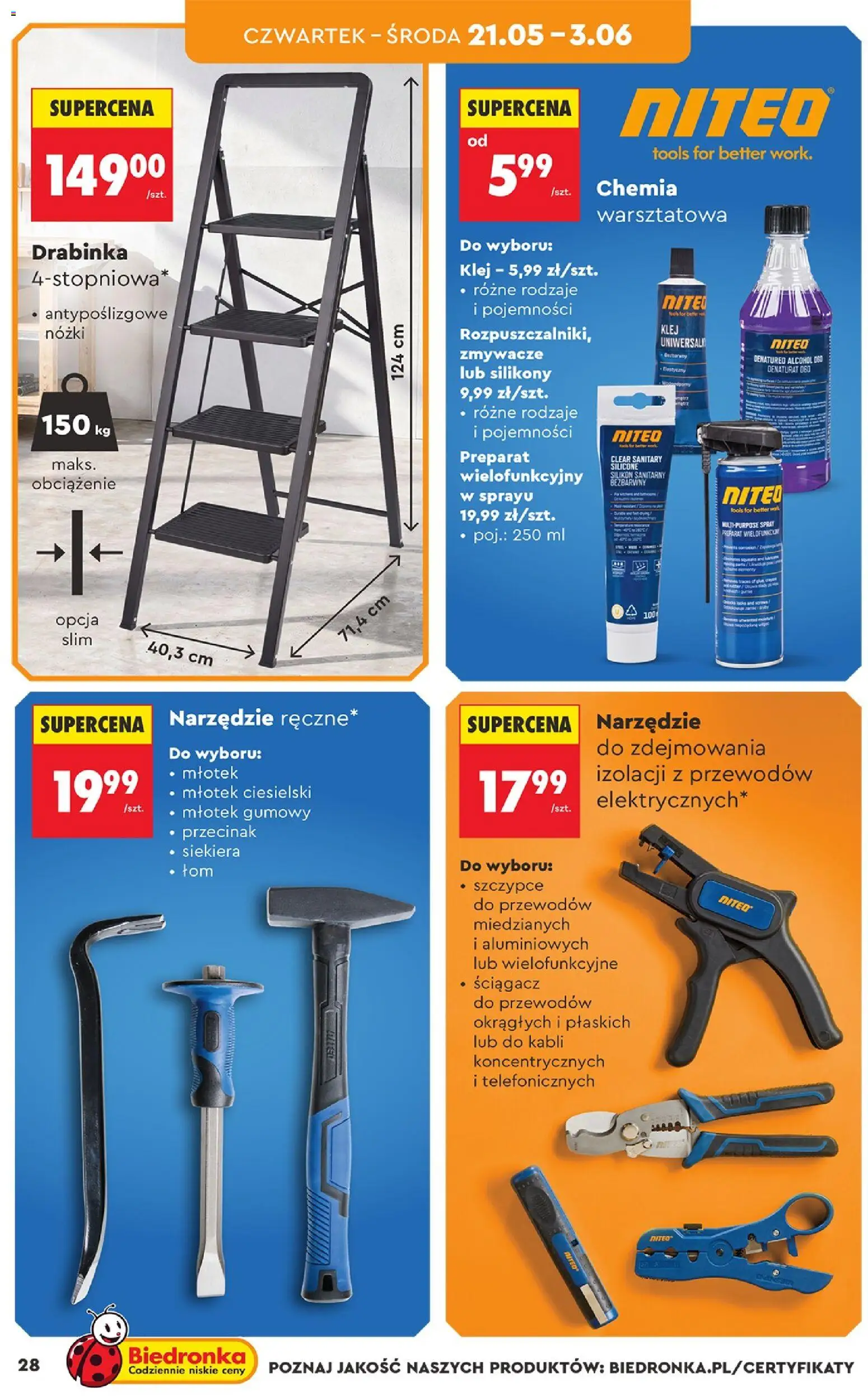 Biedronka gazetka - Hity i inspiracje od 16.05.2026 | Strona: 28 | Produkty: Denaturat, Siekiera