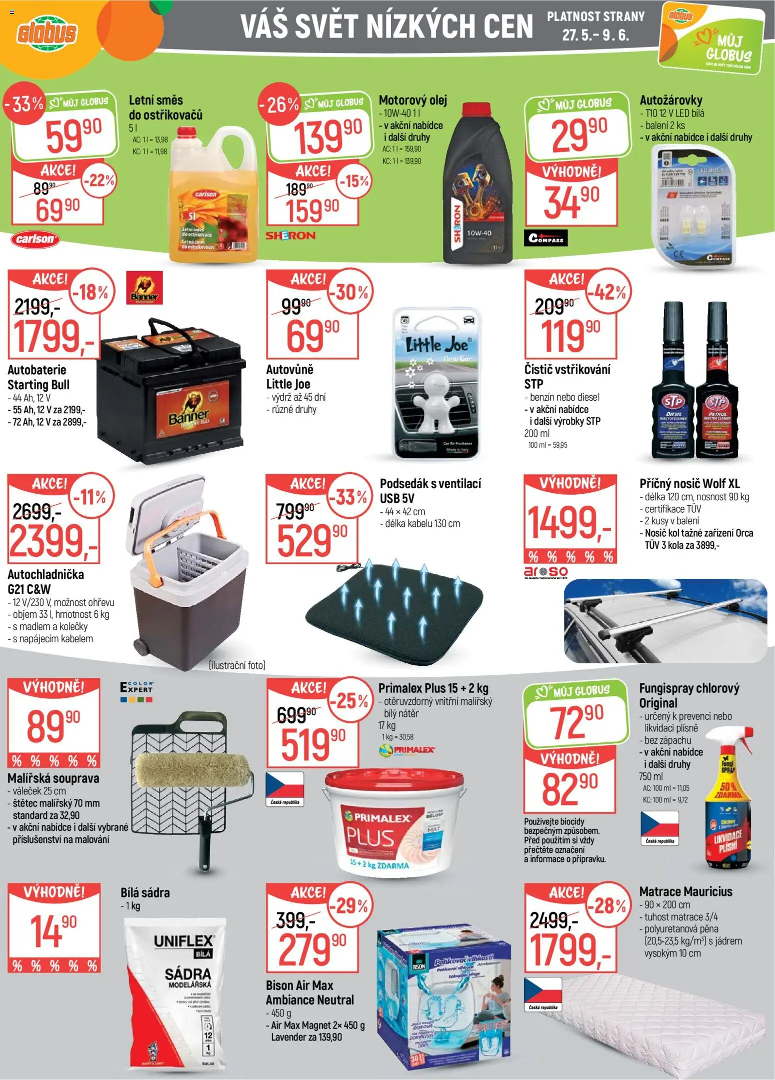 Globus leták - Praha Čakovice od 27.05.2026 | Strana: 39 | Produkty: Olej, Benzín, Matrace, LED